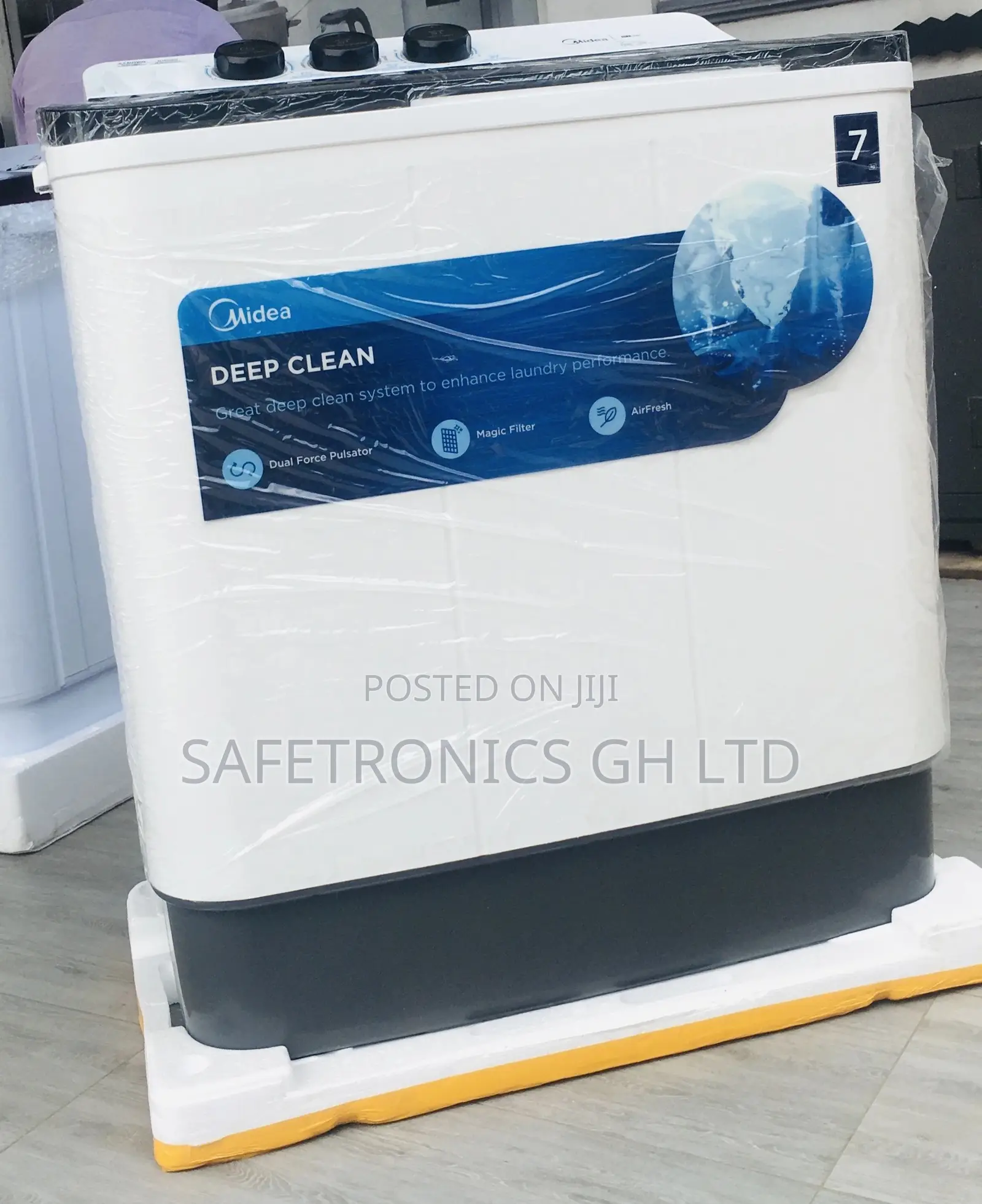 Midea Washingmachine 7kg Topload Semiautomatic White/Blue