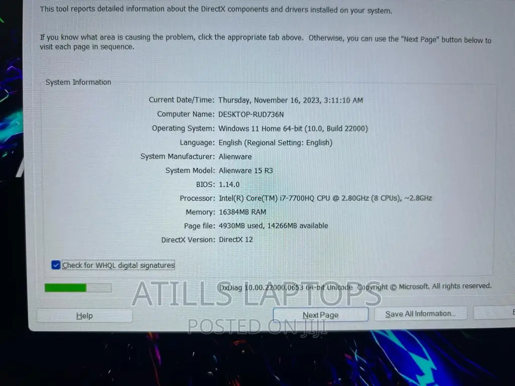 Laptop Dell Alienware 15 R3 16GB Intel Core I7 SSD 1T