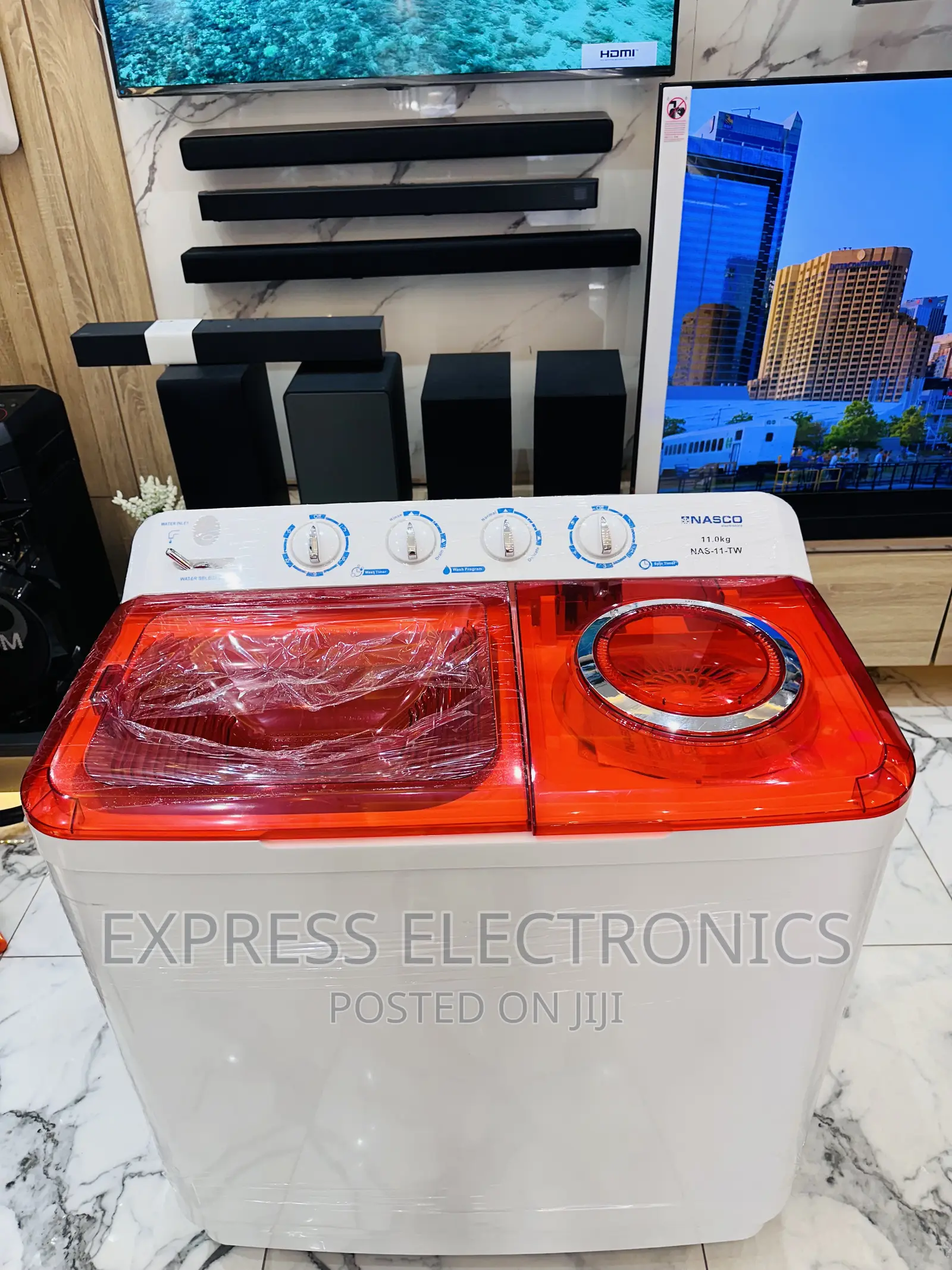 Red Transparent Plastic Lid Washing Machine 11kg Nasco