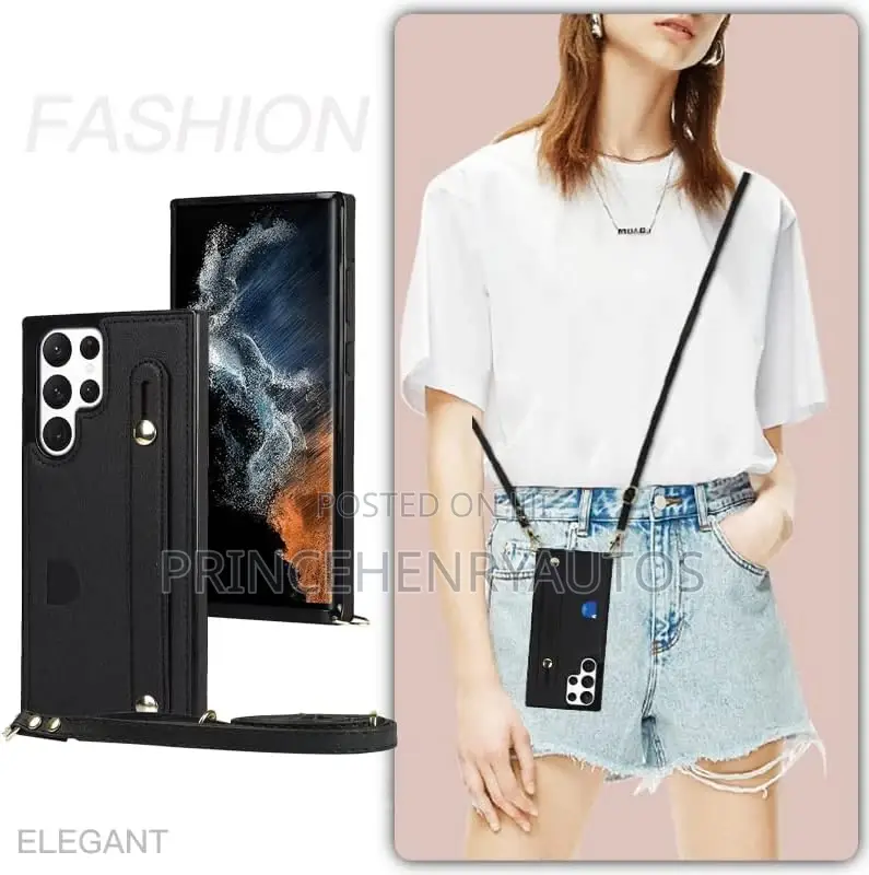Ysnzaq Crossbody Strap Wallet Card Slot Holder for S22 Ultra