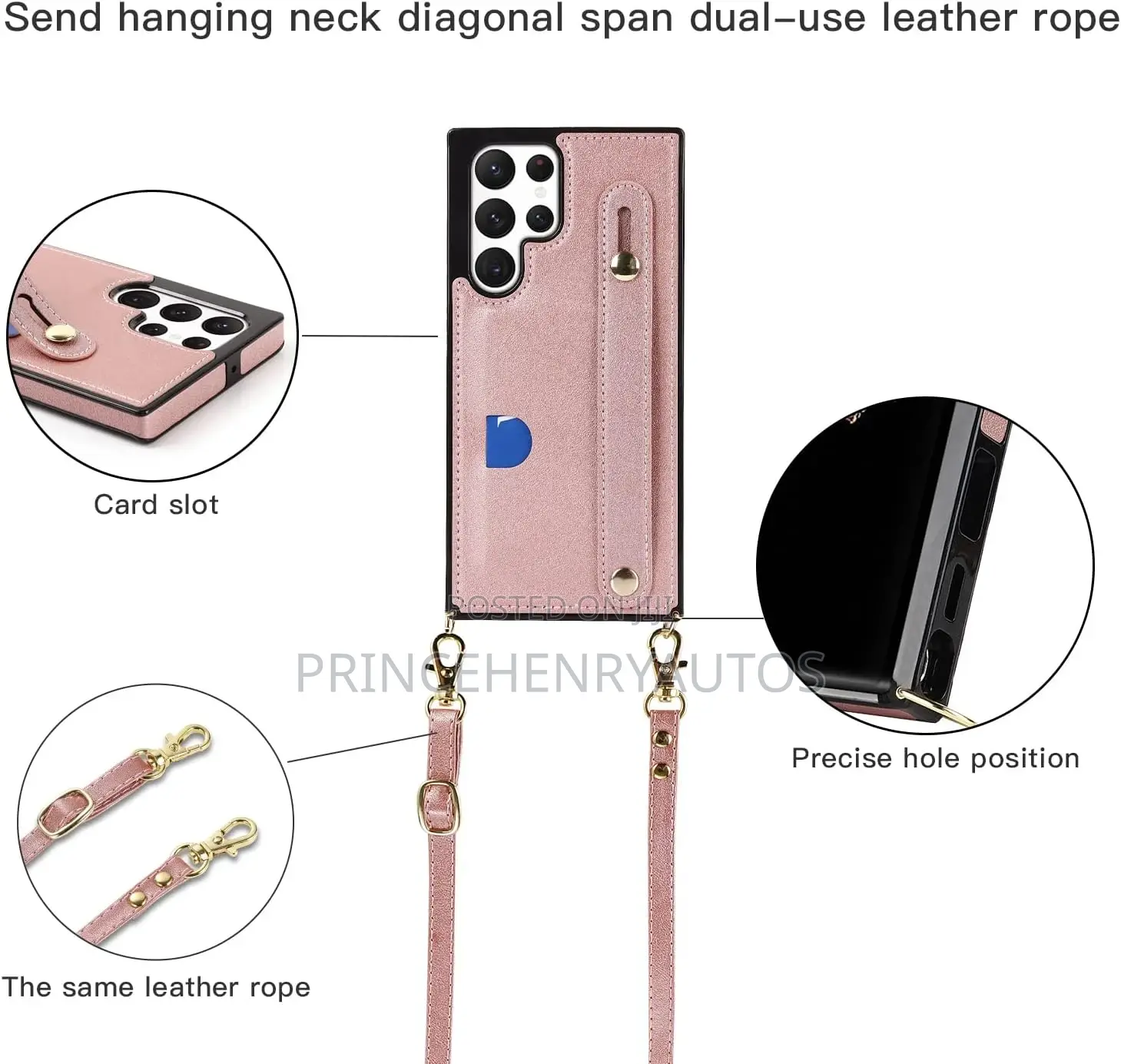 Ysnzaq Crossbody Strap Wallet Card Slot Holder for S22 Ultra