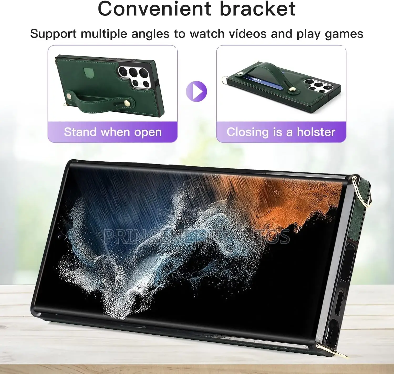 Ysnzaq Crossbody Strap Wallet Card Slot Holder for S22 Ultra