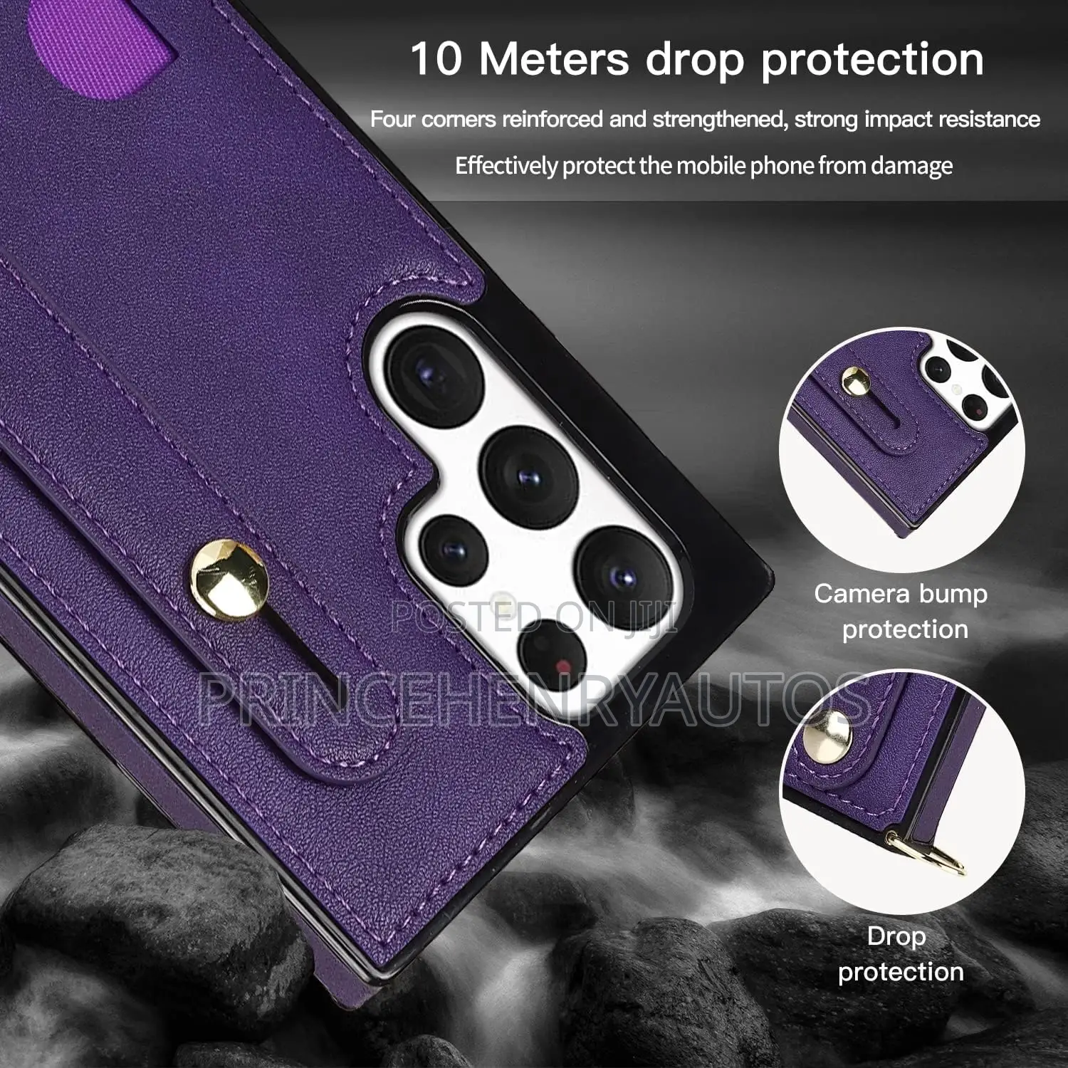 Ysnzaq Crossbody Strap Wallet Card Slot Holder for S22 Ultra