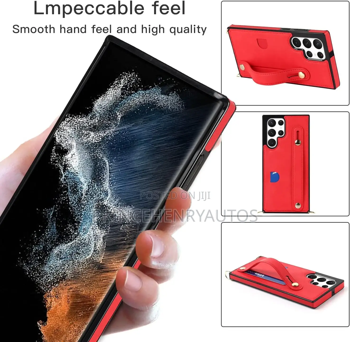 Ysnzaq Crossbody Strap Wallet Card Slot Holder for S22 Ultra