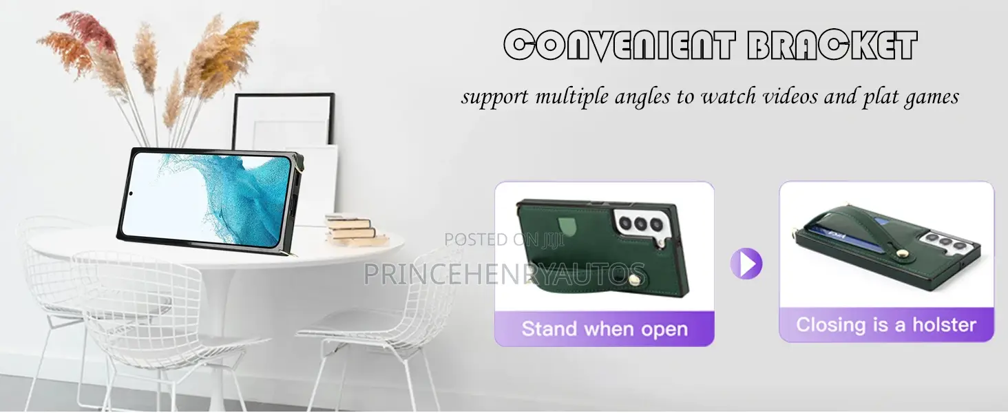 Ysnzaq Crossbody Strap Wallet Card Slot Holder for S22 Ultra