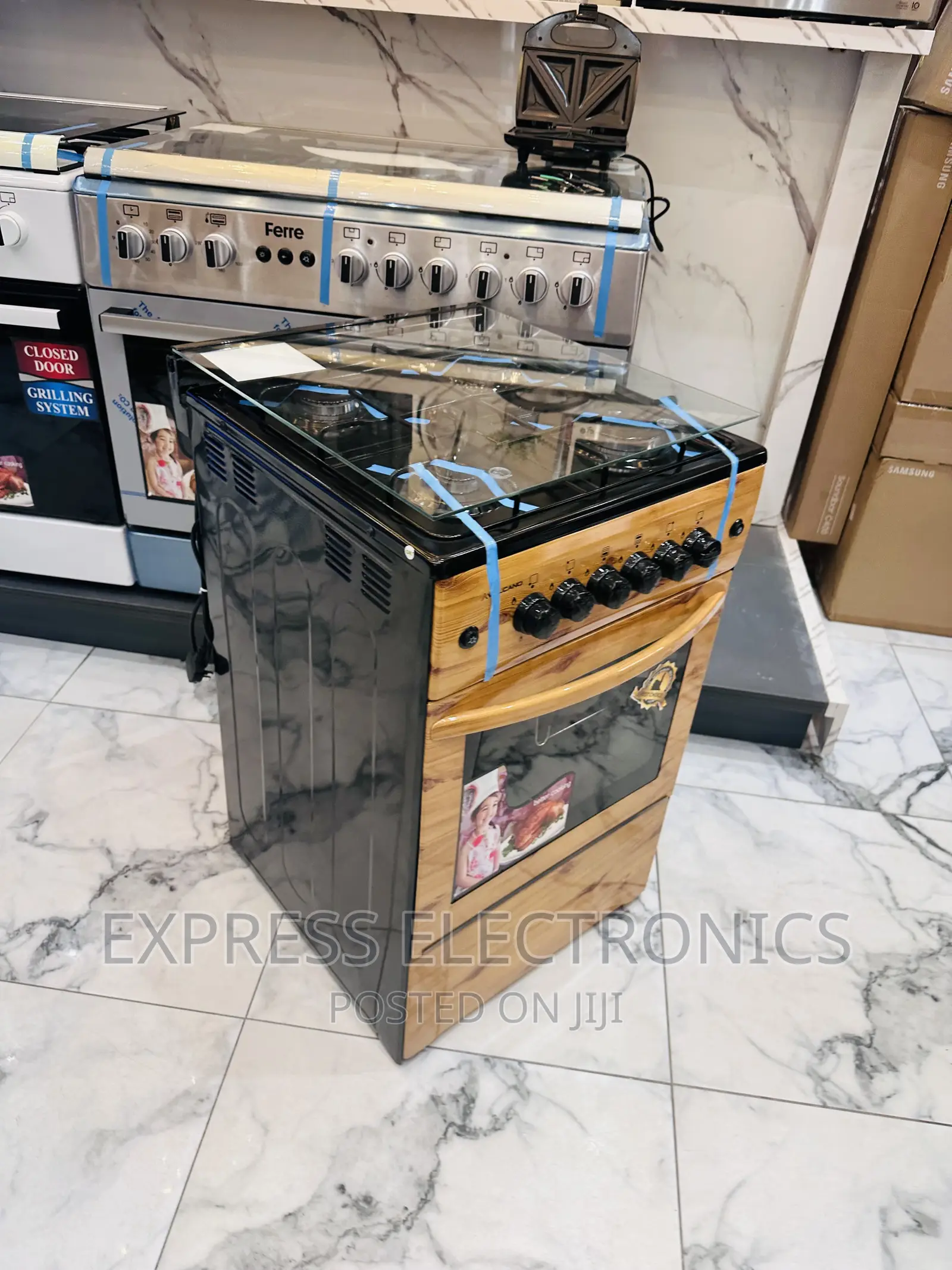 Original 50/50 Oven Rotisserie 4burnergas Cooker Wooden Like