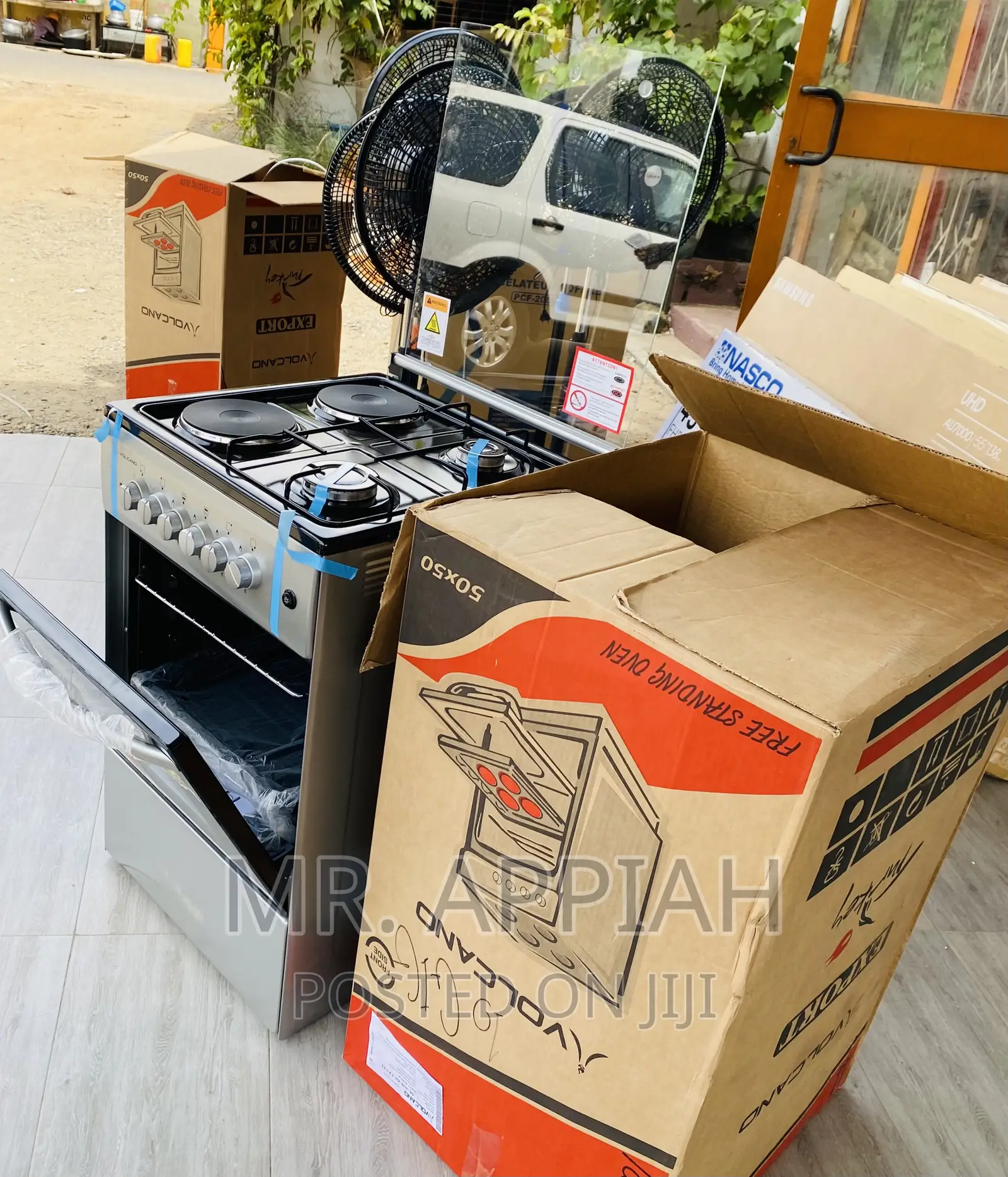 Unique Volcano 2 Electric + 2 Gas Burner With Oven(Gray).