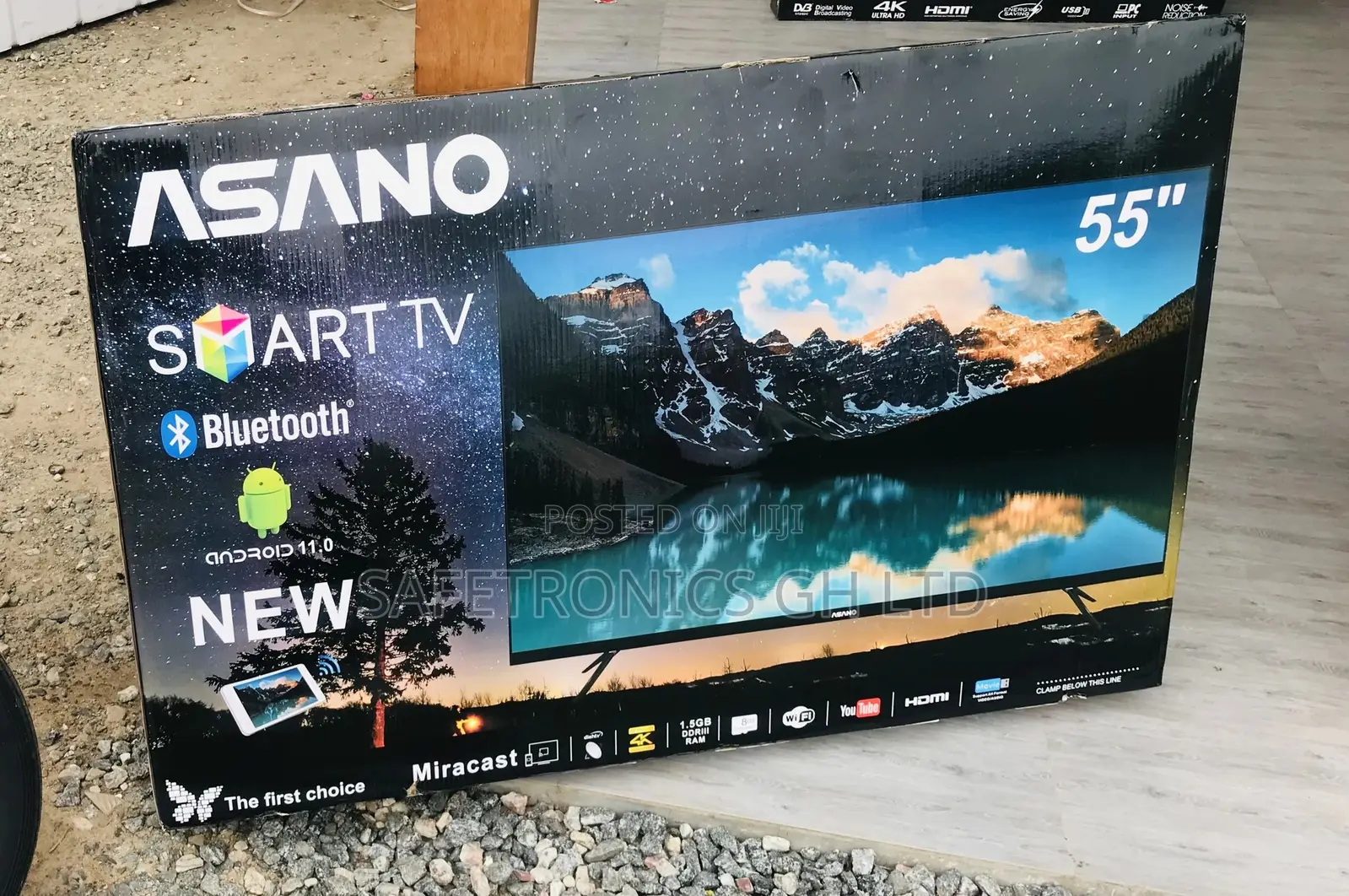 Glossy 65 Inches Led Asano Smart UHD Black Tv