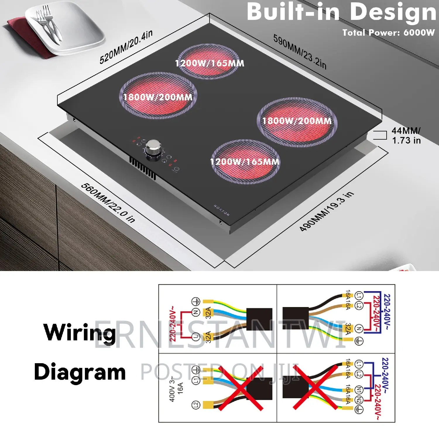60cm Built-in Electric Ceramic Hob From NOXTON, UK