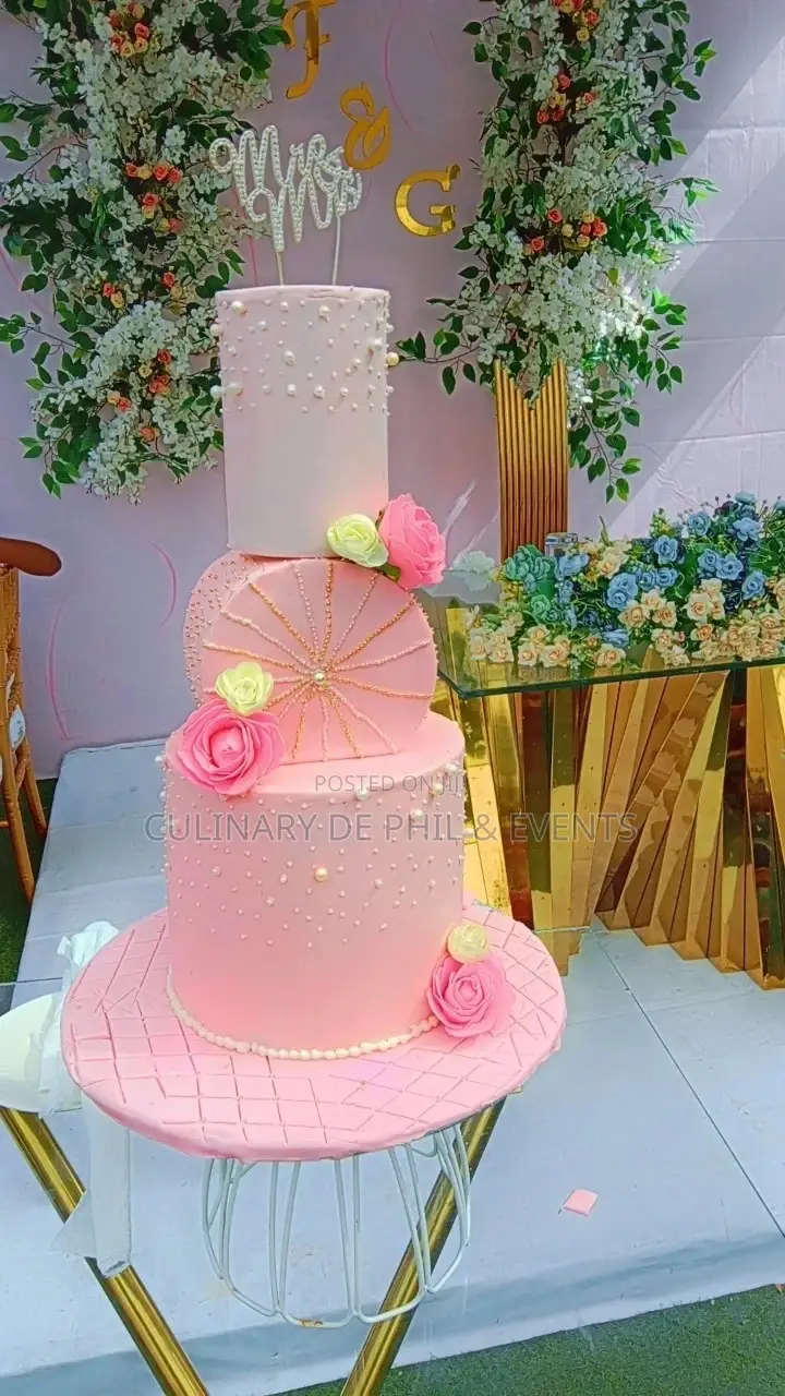 3tier Pearls Wedding Cake