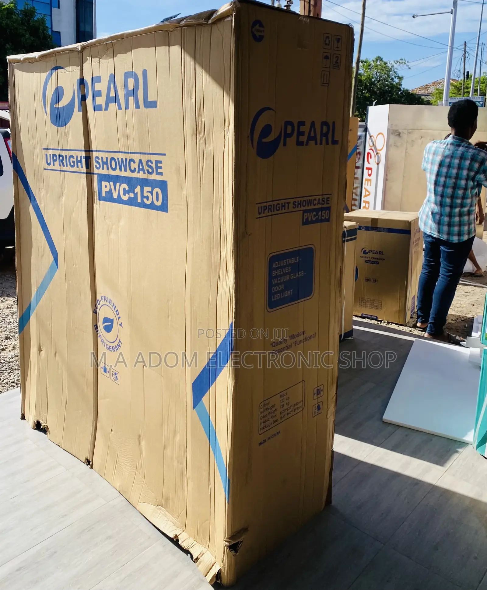 Sealed in Box Pearl PVC-150 3 Door Beverage Display Fridge.