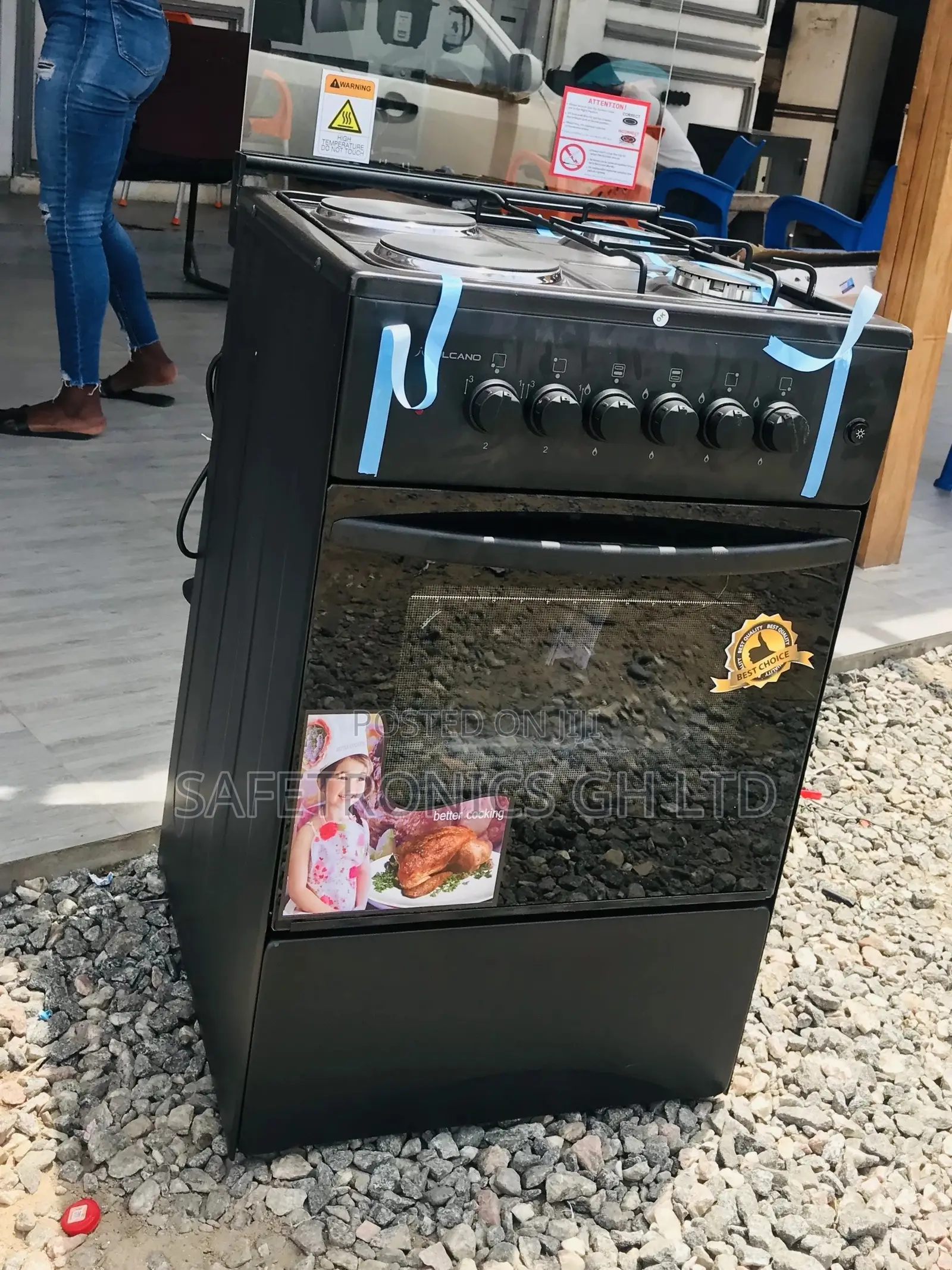 50x50 Oven With Grill Volcano 2 Gas Black 2 Electric