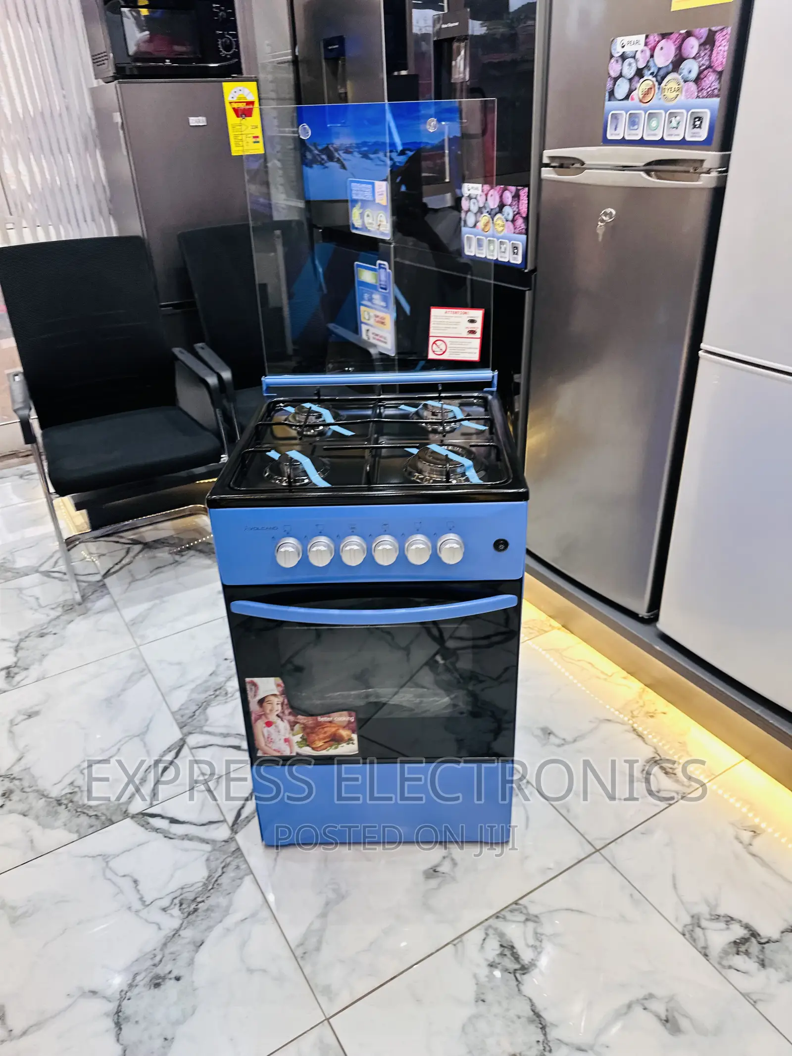 Blue Color Gas Cooker Oven 50/50 4burner Classy Sleek