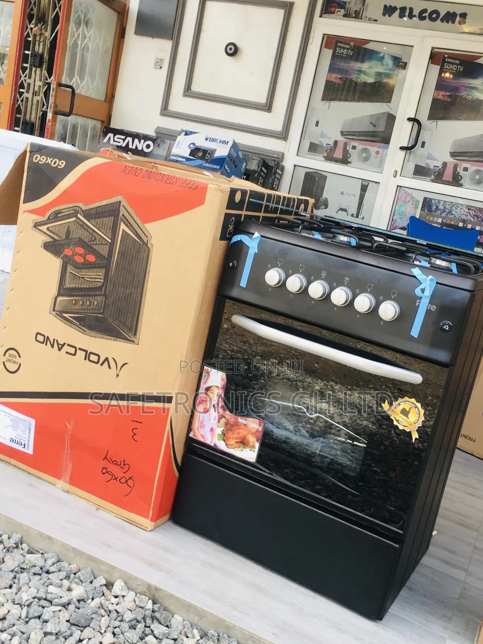 60x60 Oven With Grill Ferre Black 4 Gas Burner