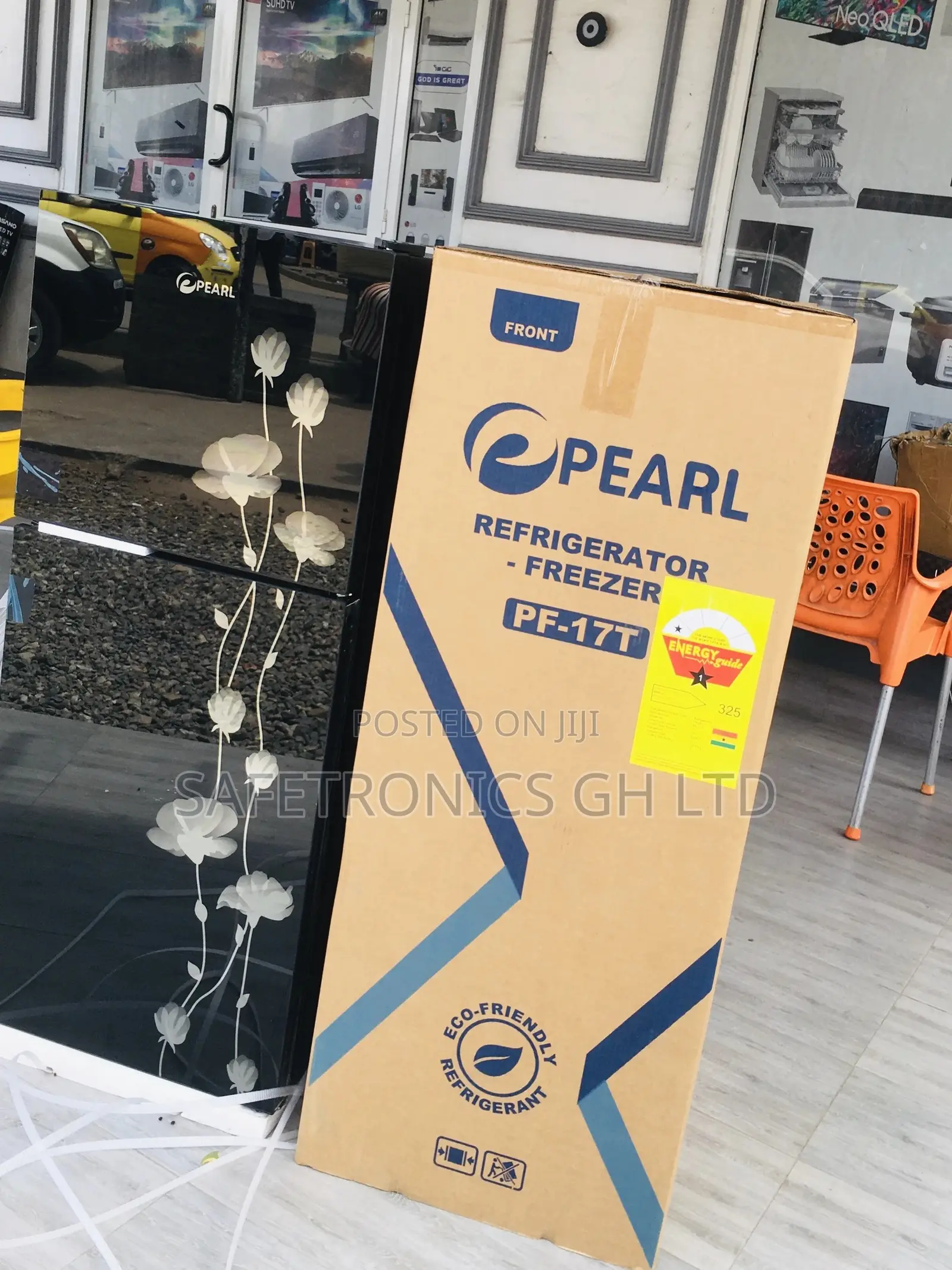 Grab Topfreezer Black Glass PF-17T Doubledoor Pearl Fridge