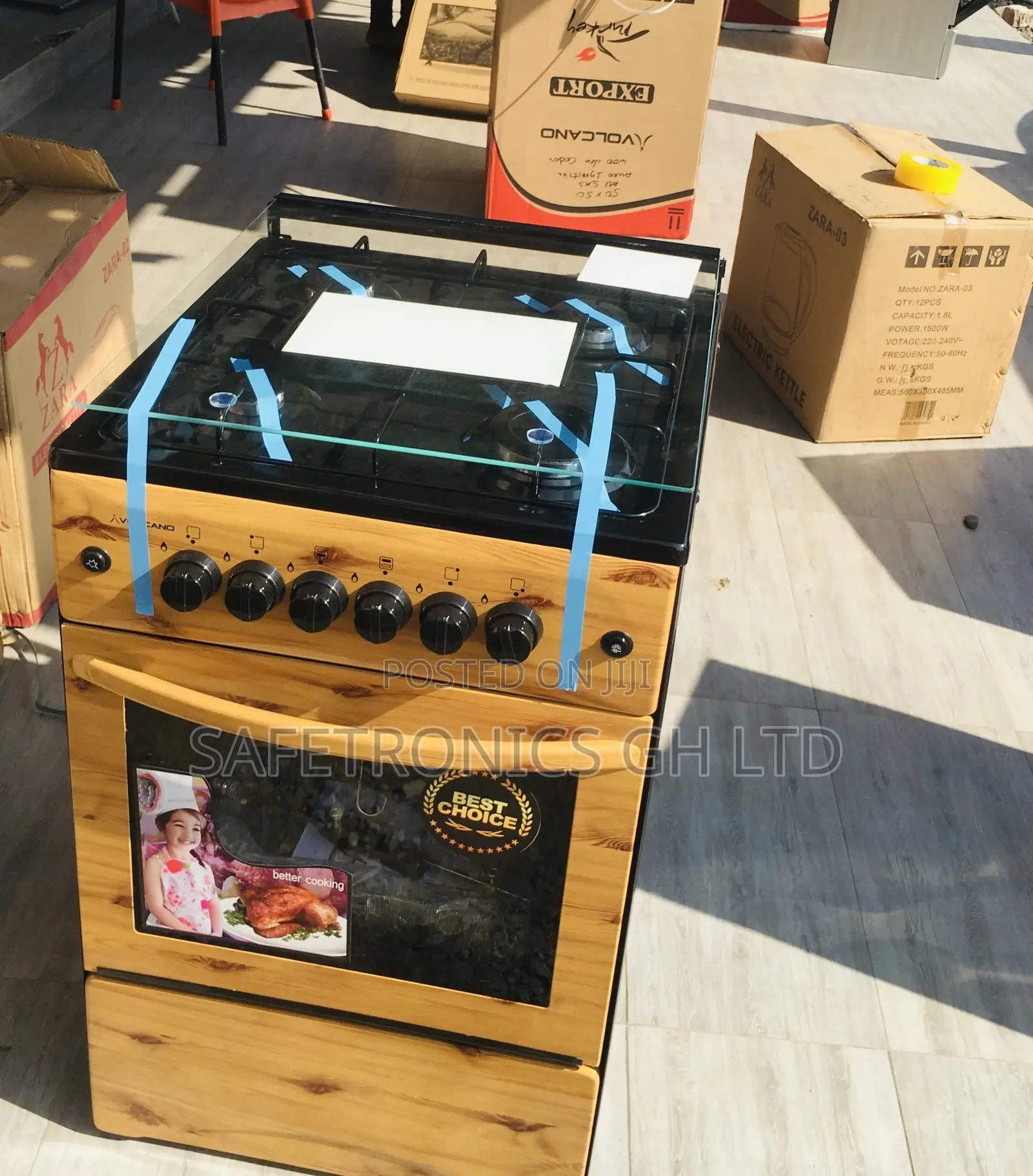 Light Cooker Wooden 4 Gas Oven With Grill 50x50 