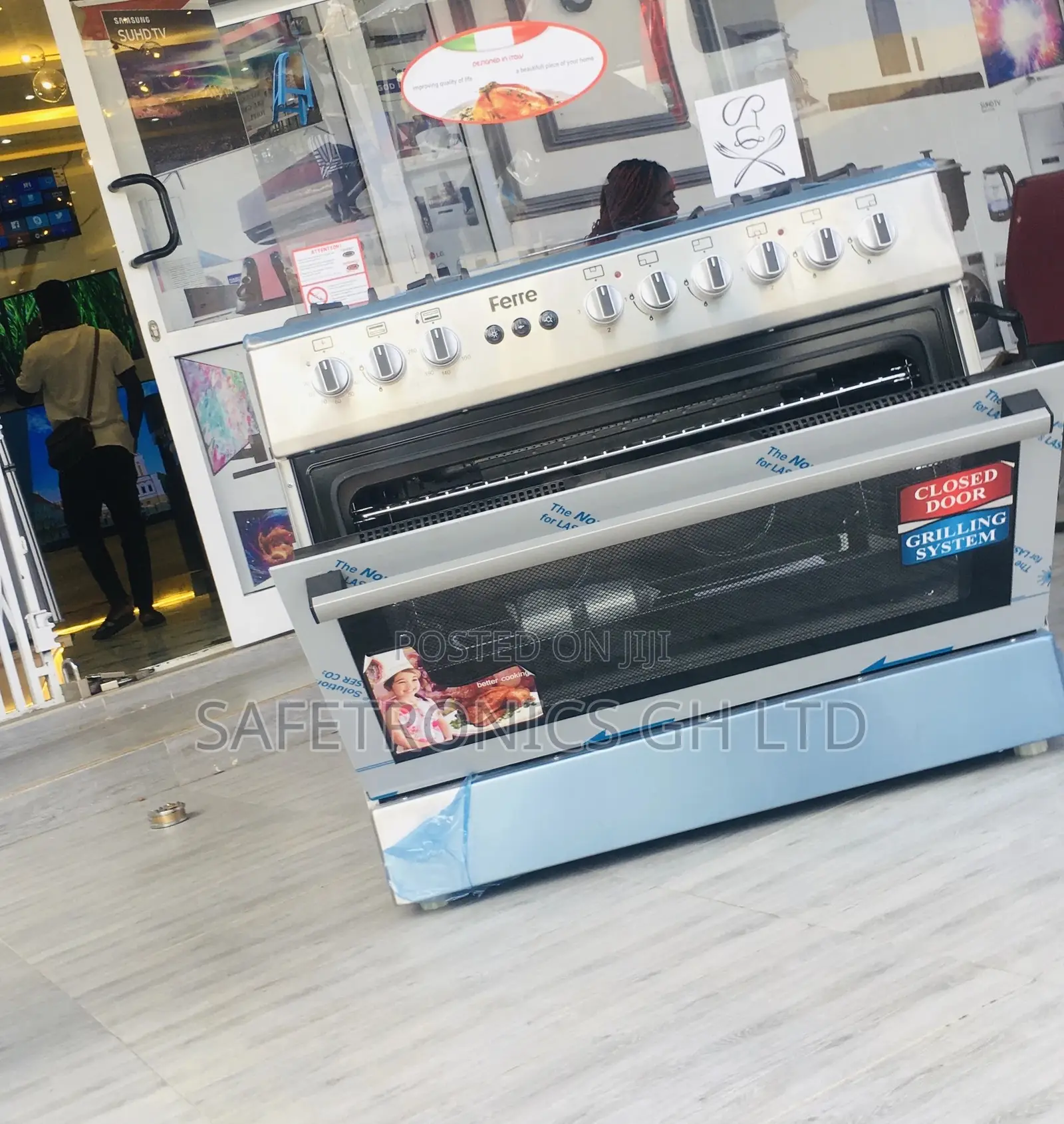 Oven With Grill 60x90 Ferre 4 Gas 2 Electric Sliver