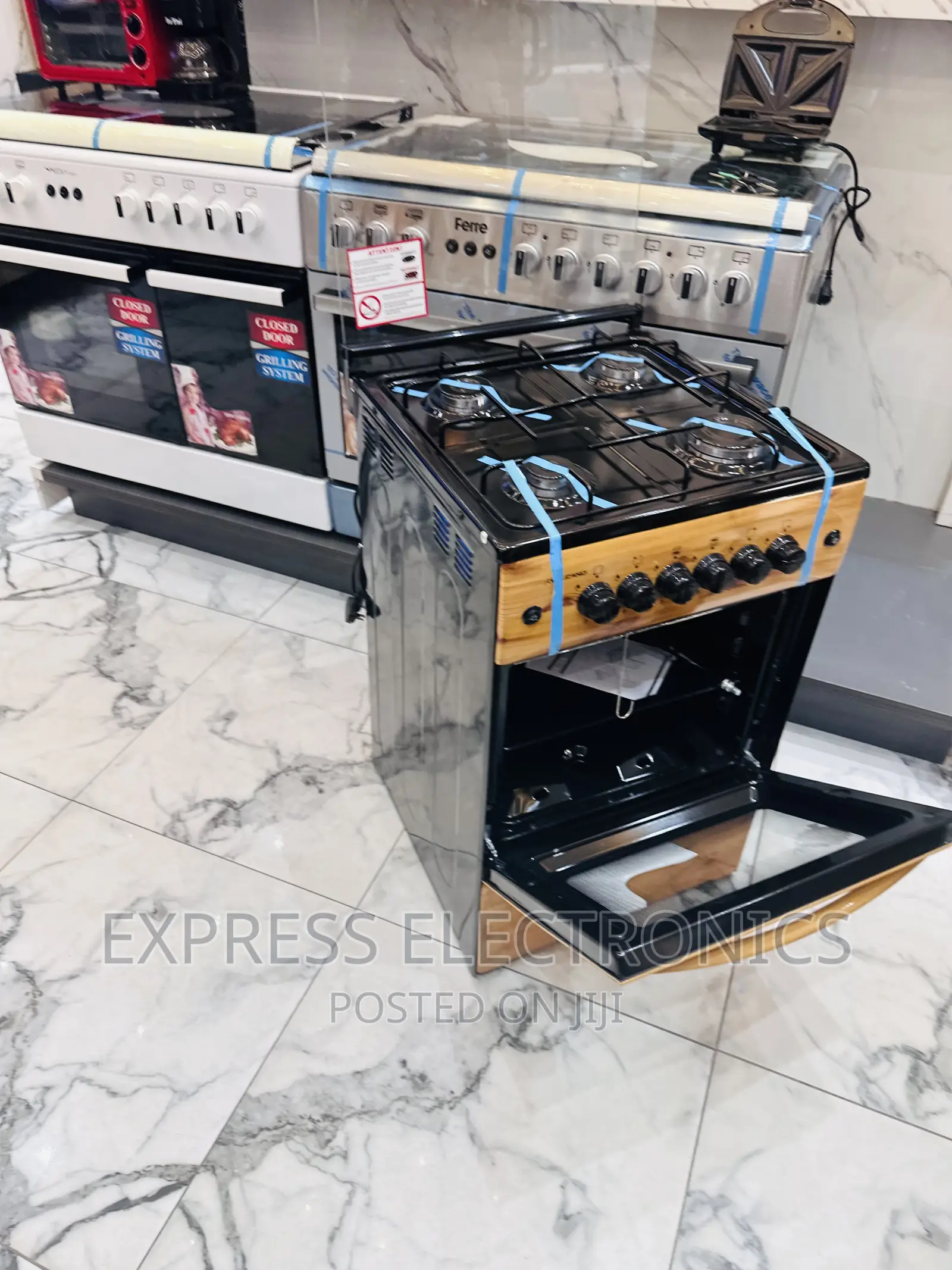 Newly Designed Gas Cooker Oven Grill 4burner Wooden Like