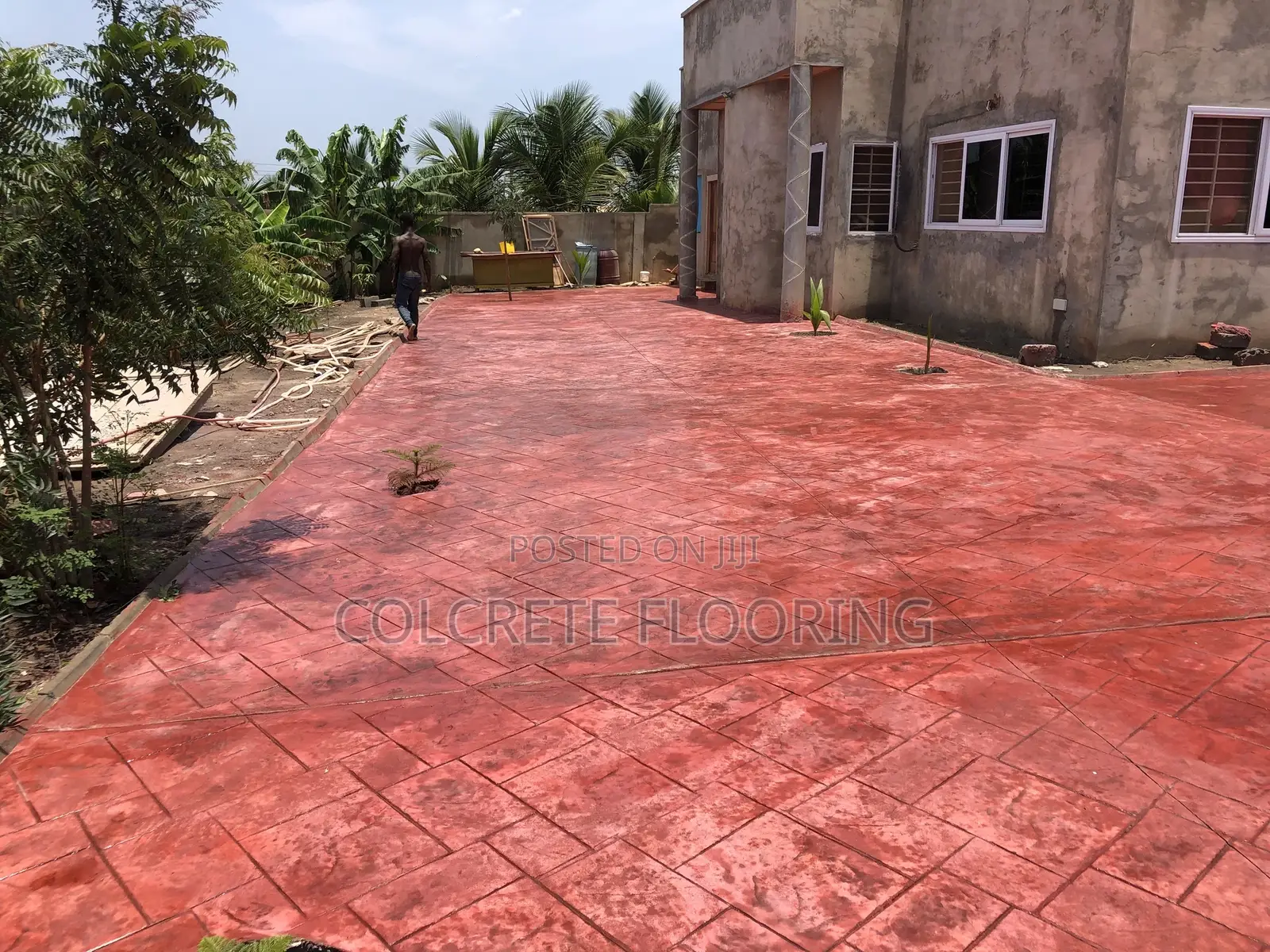 Red Ashlar Slate Stamped Concrete