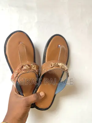 Brown Silk Slippers