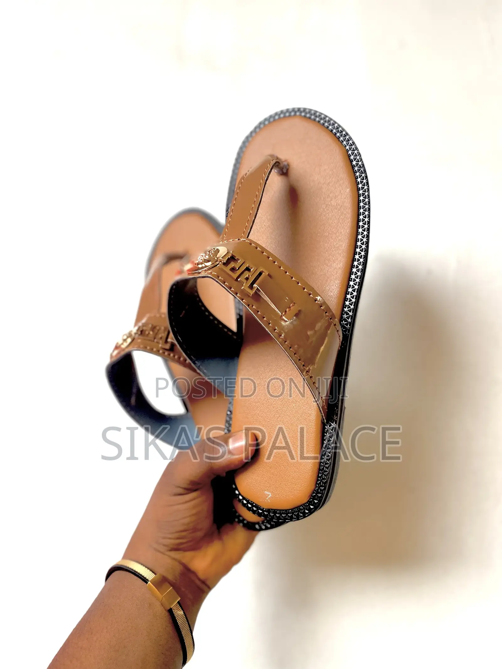 Brown Silk Slippers