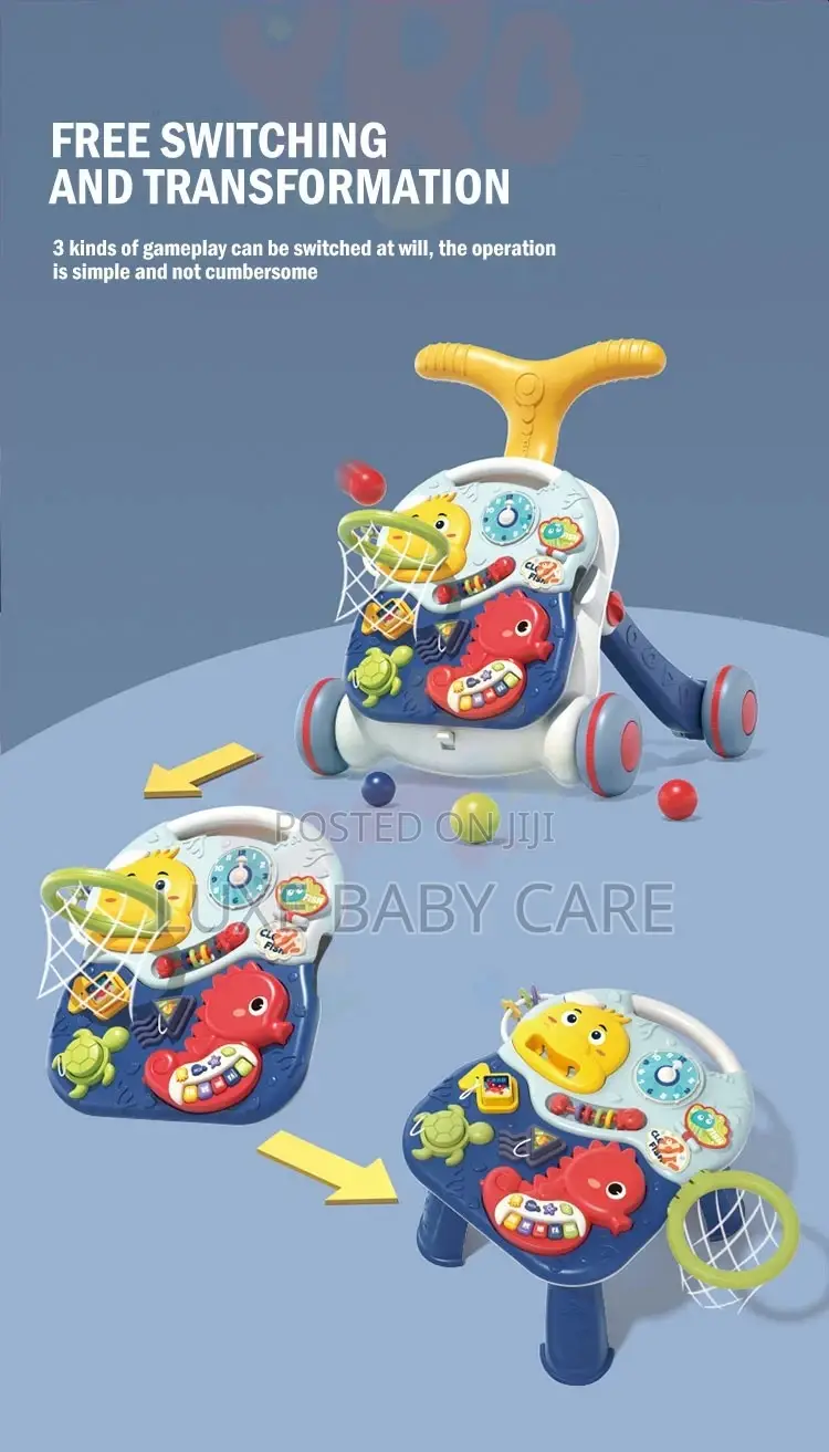3 in 1 Baby Walker With Musical Table, Adjustable Walker .