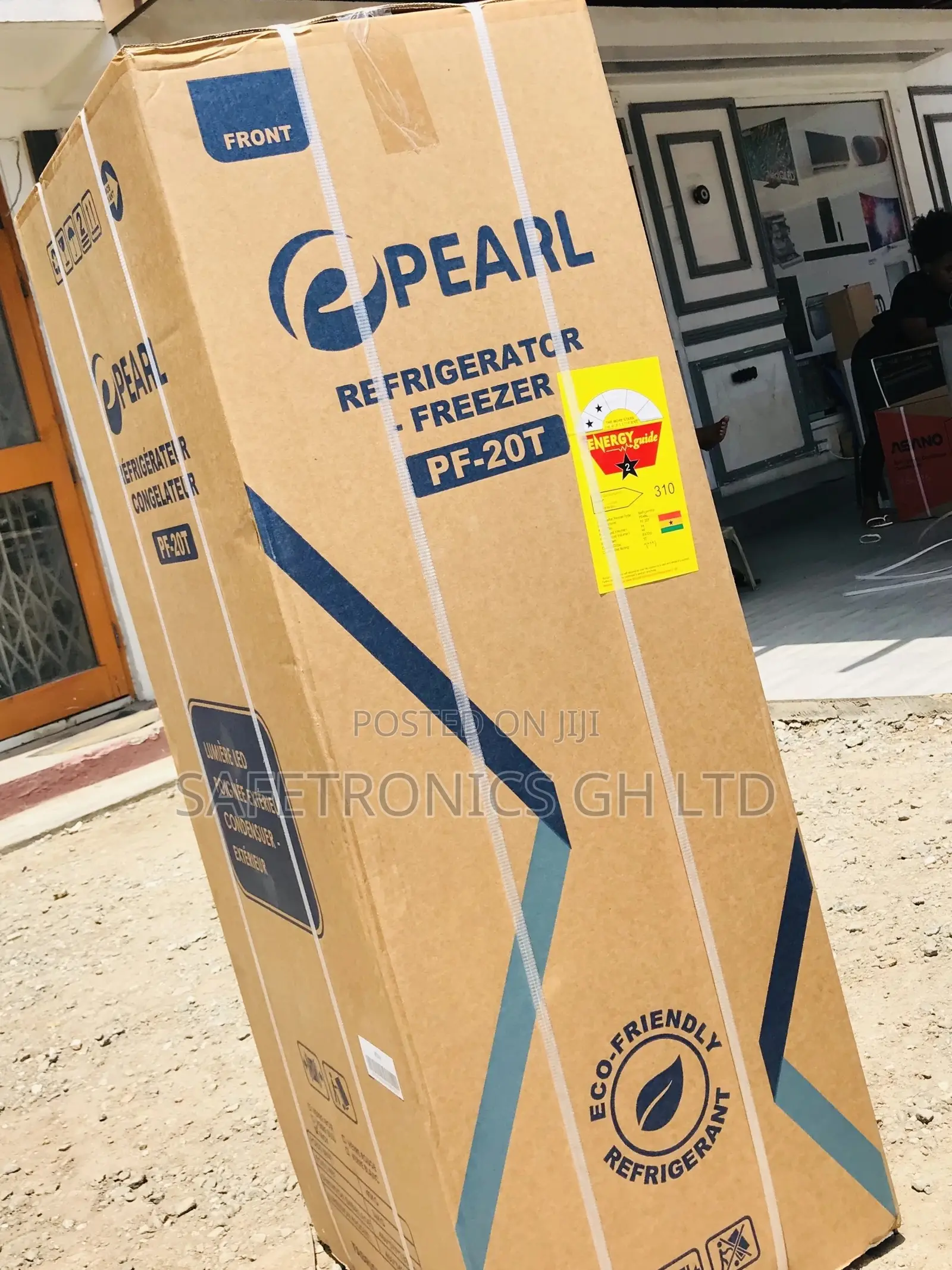 Black PF-20T Doubledoor Pearl Glass Topfreezer Fridge 