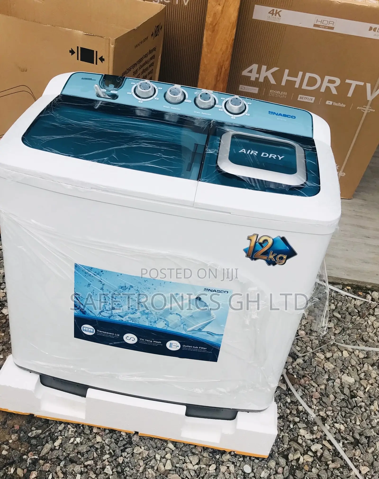 White Nasco Washingmachine Semiautomatic 12kg Elegant