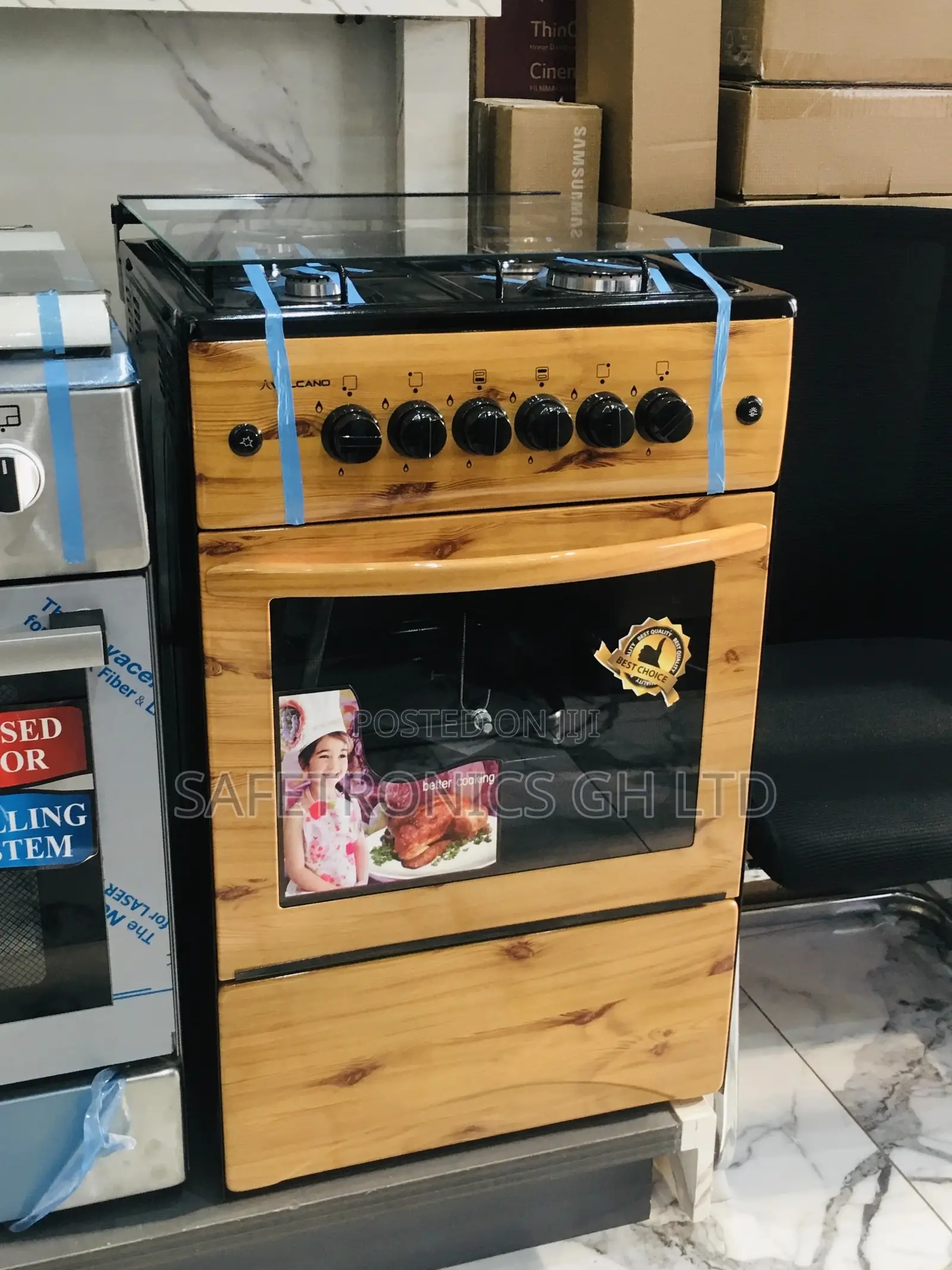 4 Gas Cooker Oven With Grill Light Wooden 50x50
