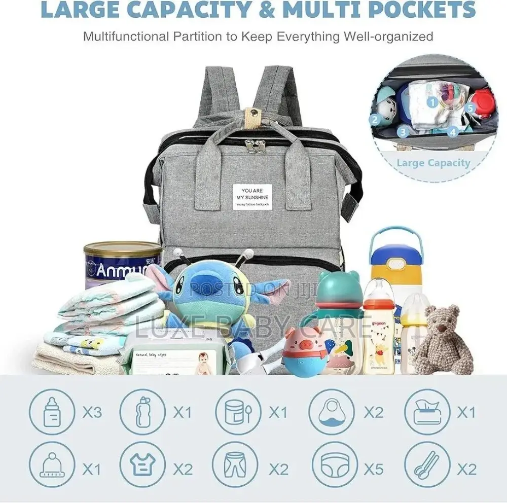 Diaper Bag With Changing Station for Newborns