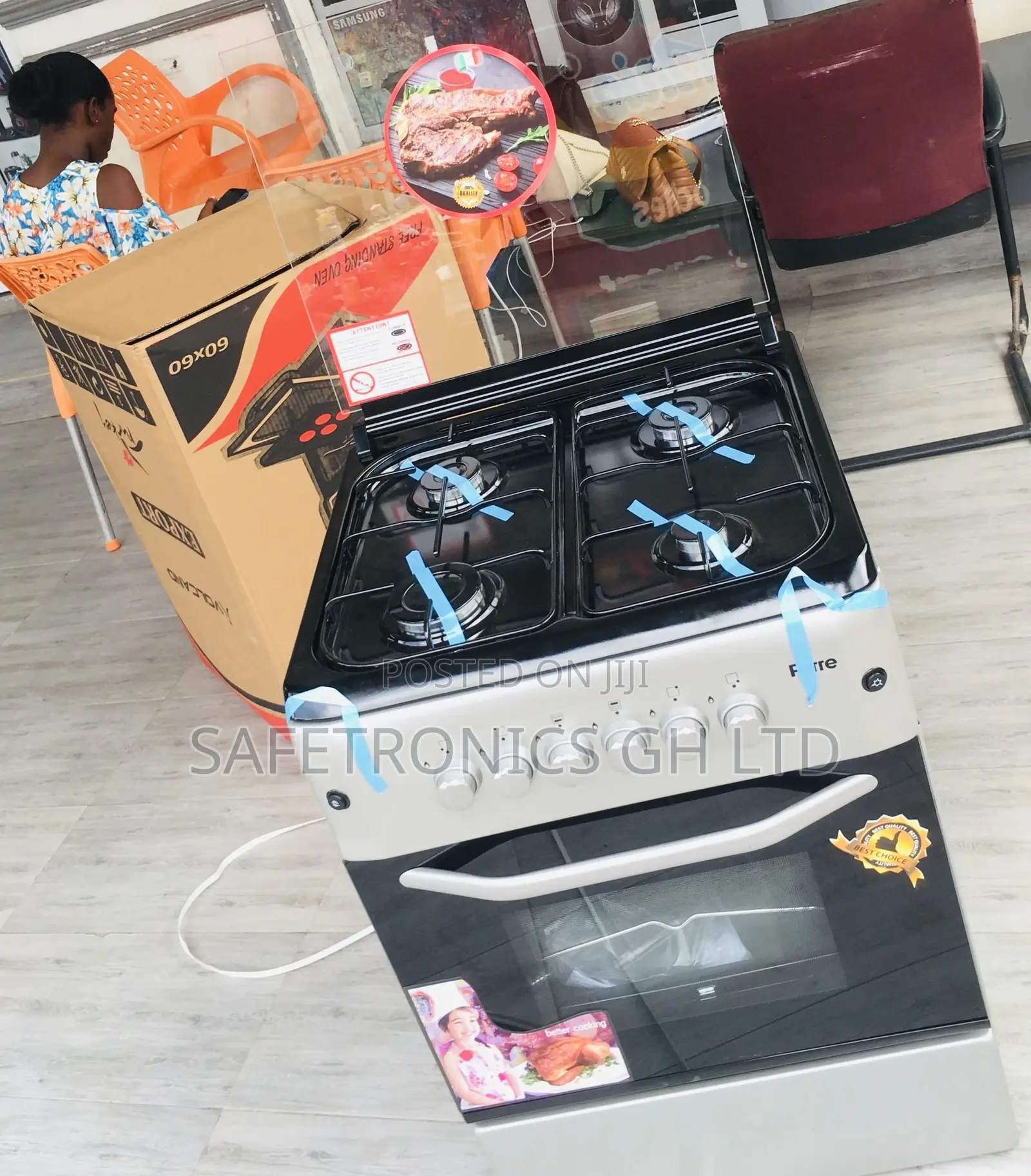 Oven With Grill 60x60 Ferre 4 Gas Cooker Gray Burner