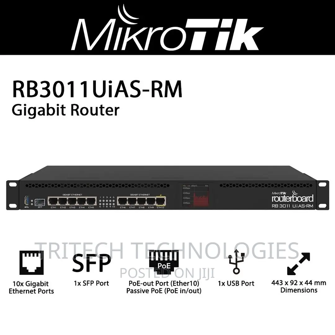 Mikrotik Rb3011uias-Rm 1U Rackmount, 10x Gigabit Ethernet Rc