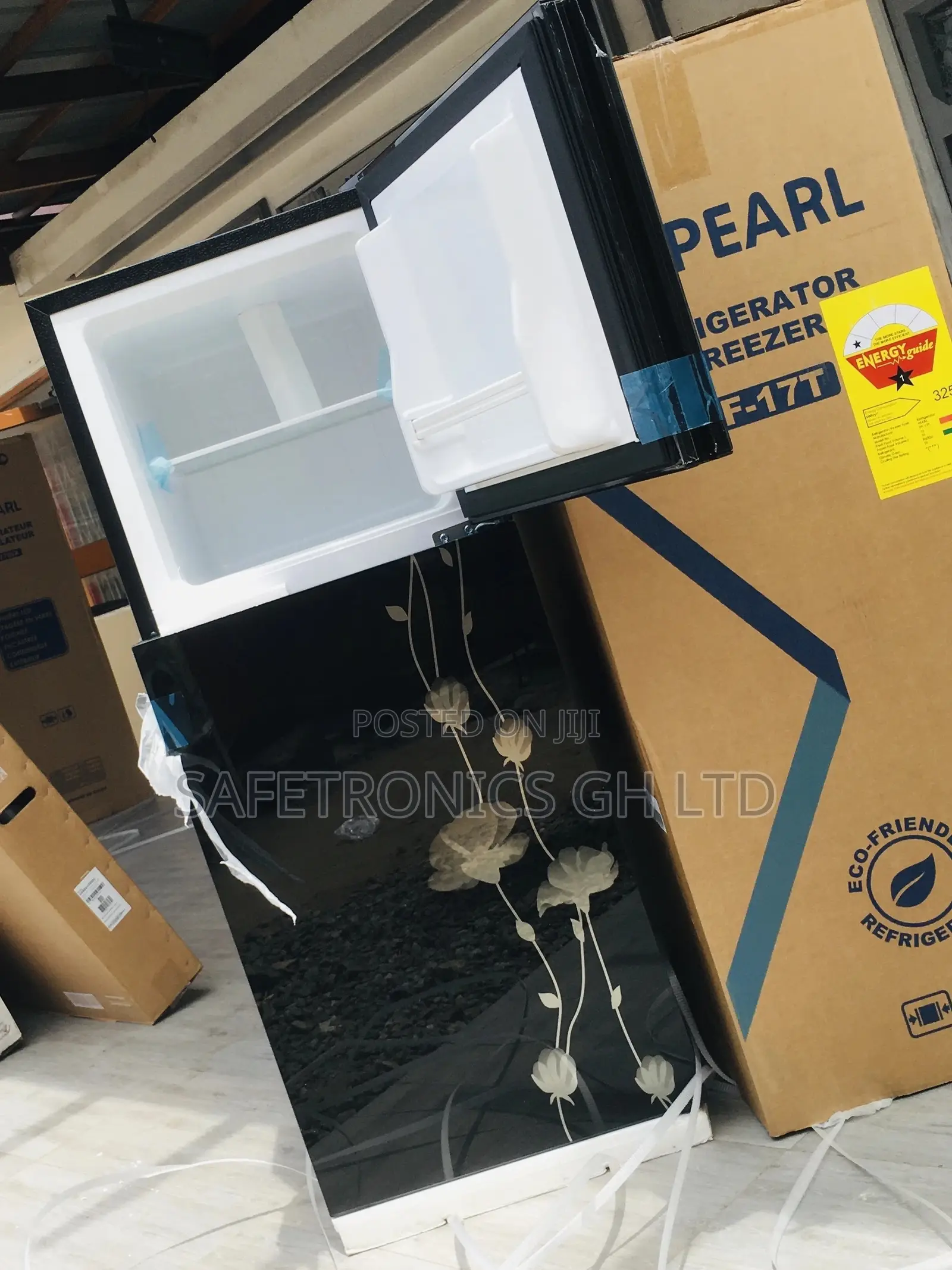Pearl Black PF-17T Glass Topfreezer Doubledoor Fridge