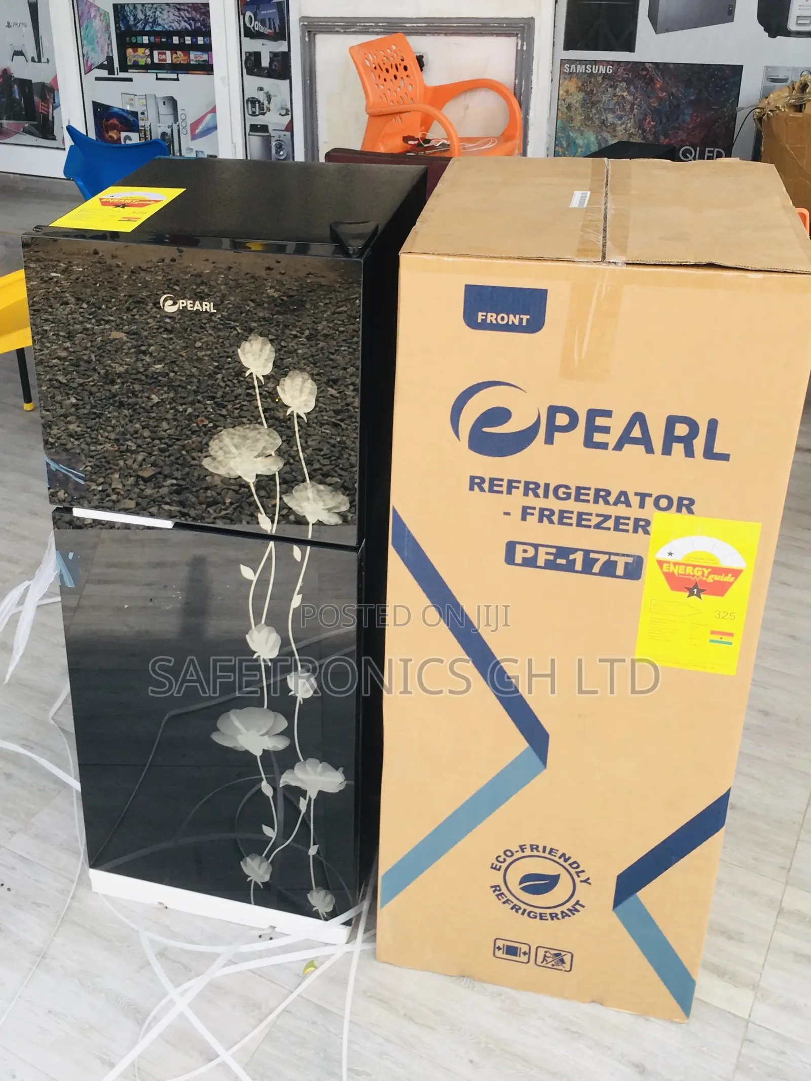 Doubledoor Topfreezer Pf-17t Glass Black Pearl Fridge 