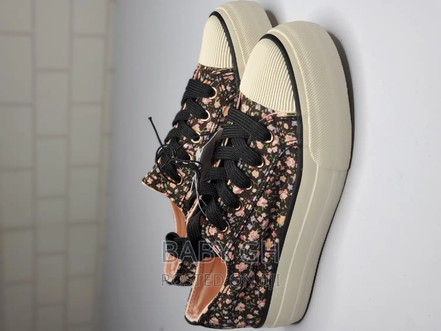 George Girls Floral Shoe With Laces Fastening