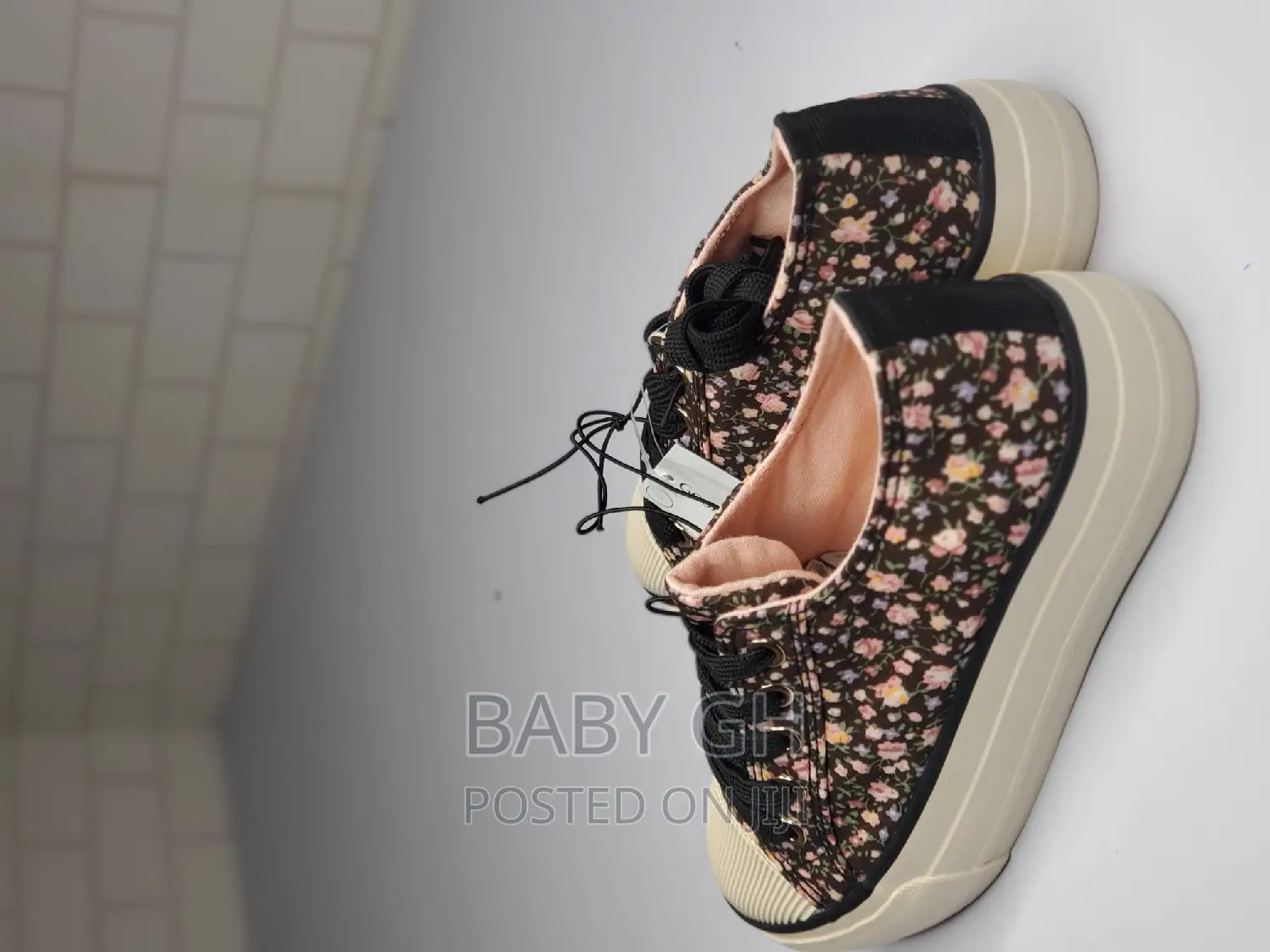 George Girls Floral Shoe With Laces Fastening