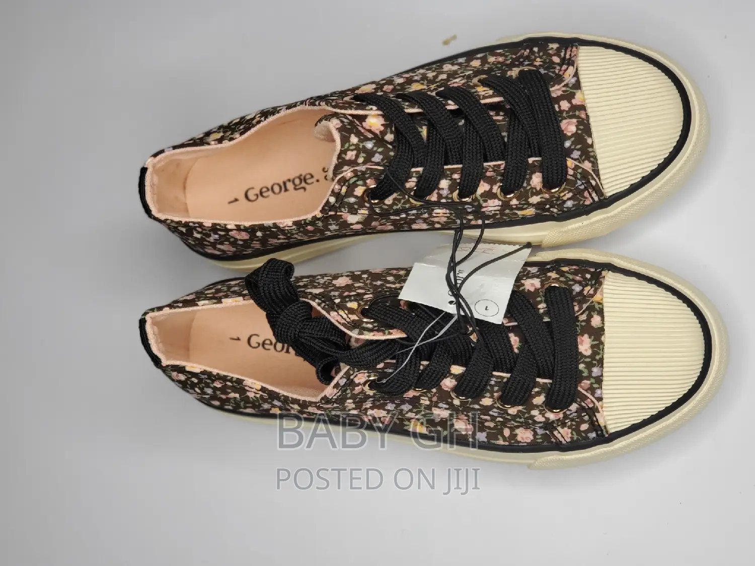 George Girls Floral Shoe With Laces Fastening
