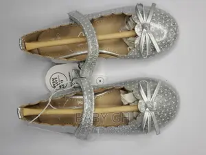 George Silver Dotted Flat Shoe With Velcro and a Bow
