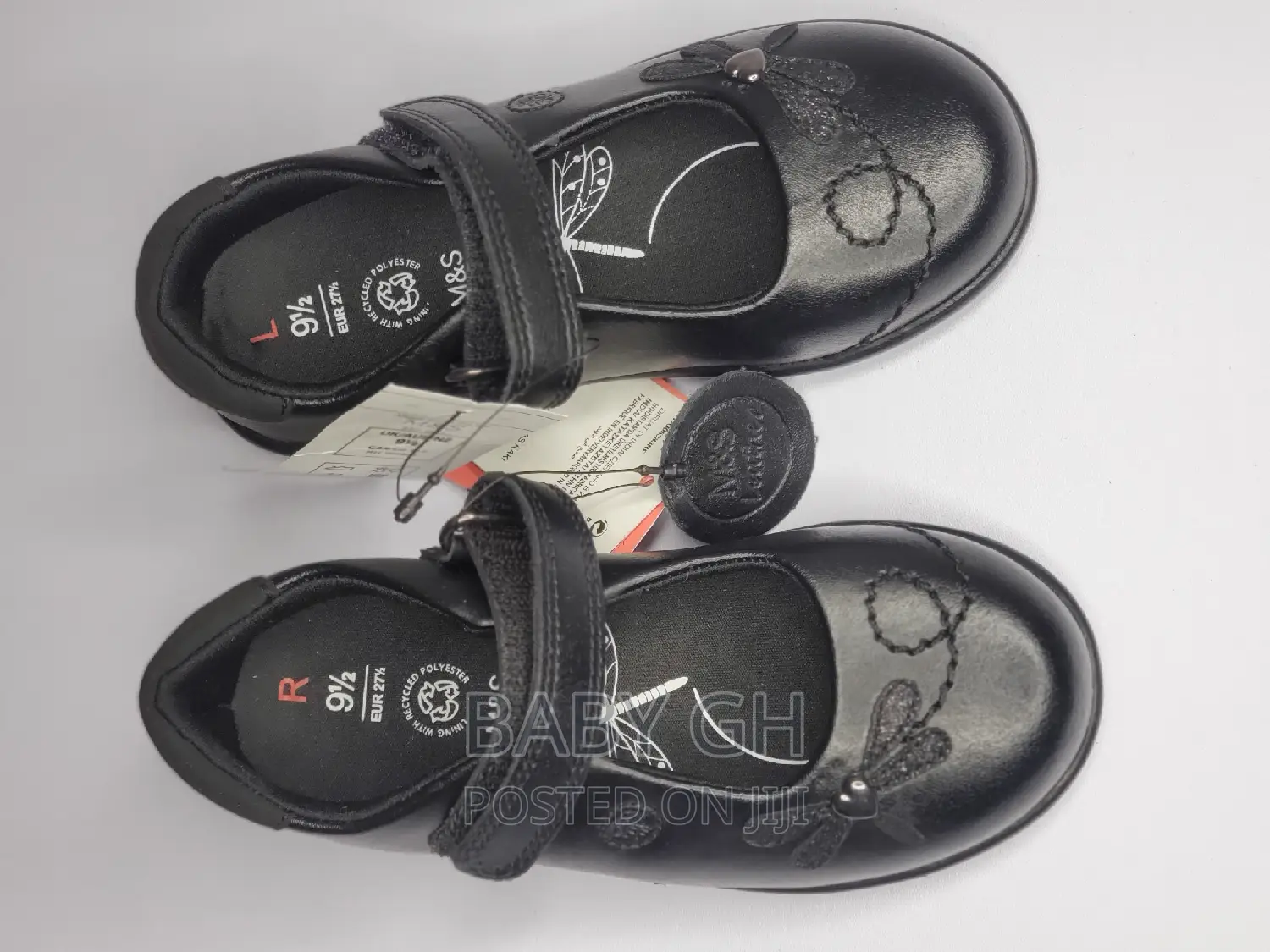 Marks Spencer Black Girls School Shoes With Firefly Design