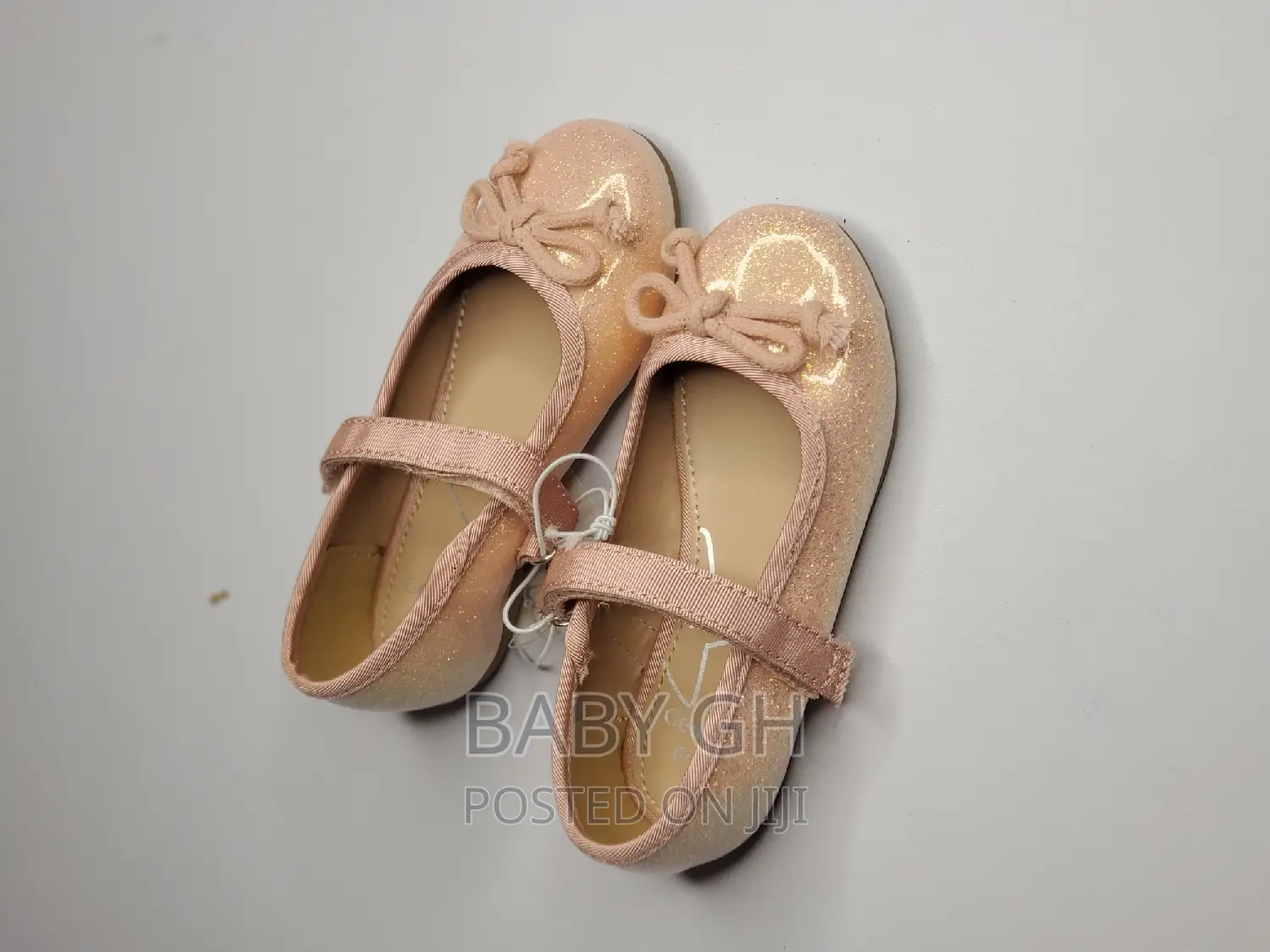 George Sparkly Peach Velcro Ballet Shoe