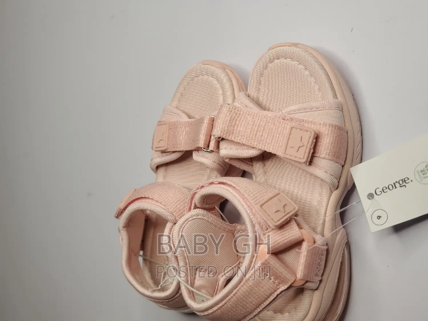 Baby Pink Velcro Star Sandals for Girls
