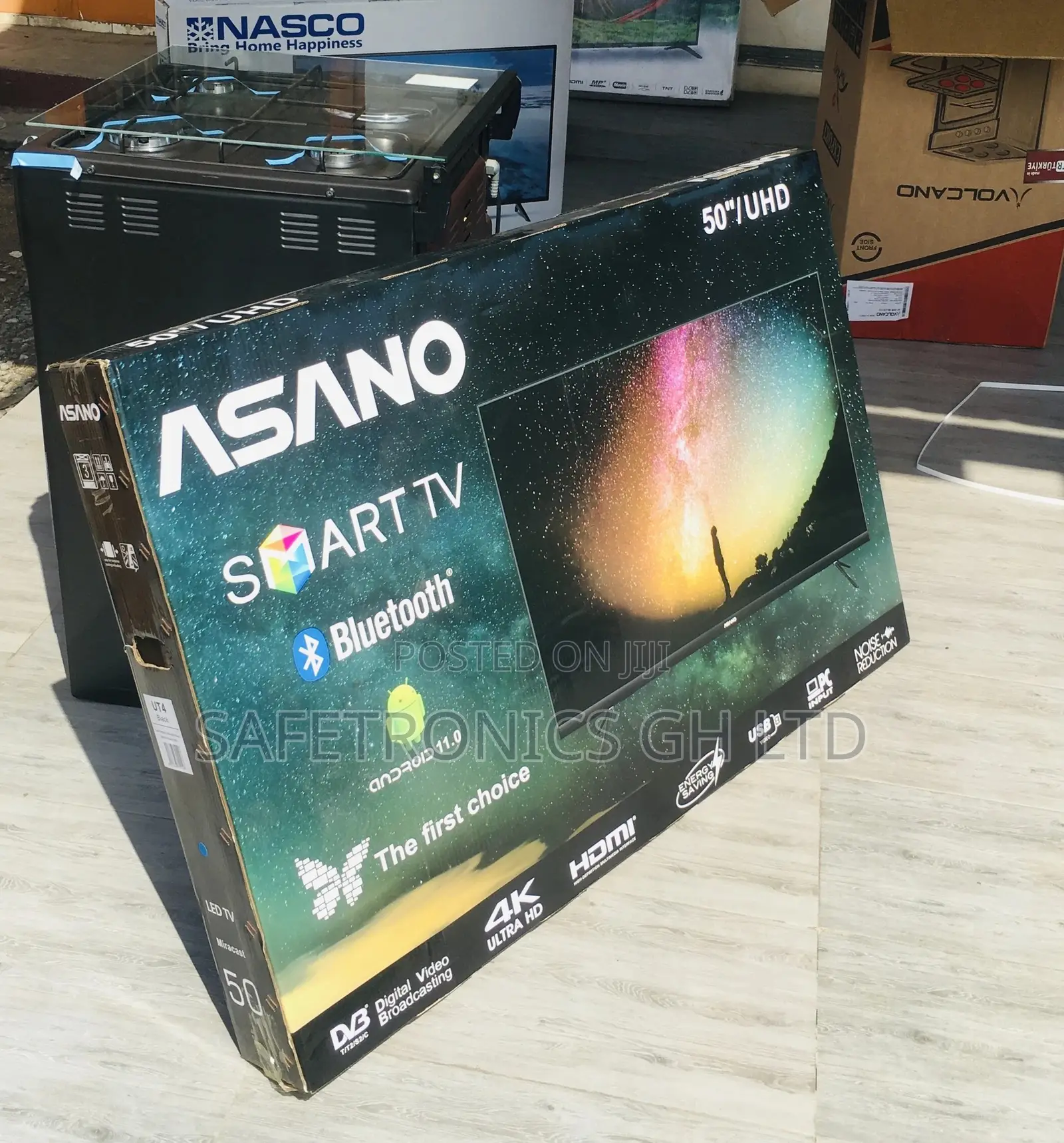 LED Black Electric 50 Inches Asano Glossy UHD Smart Tv
