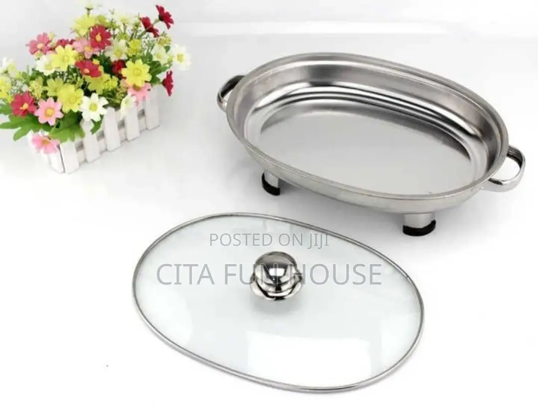 Chaffing Dish With Glass Lid In Oval Shape