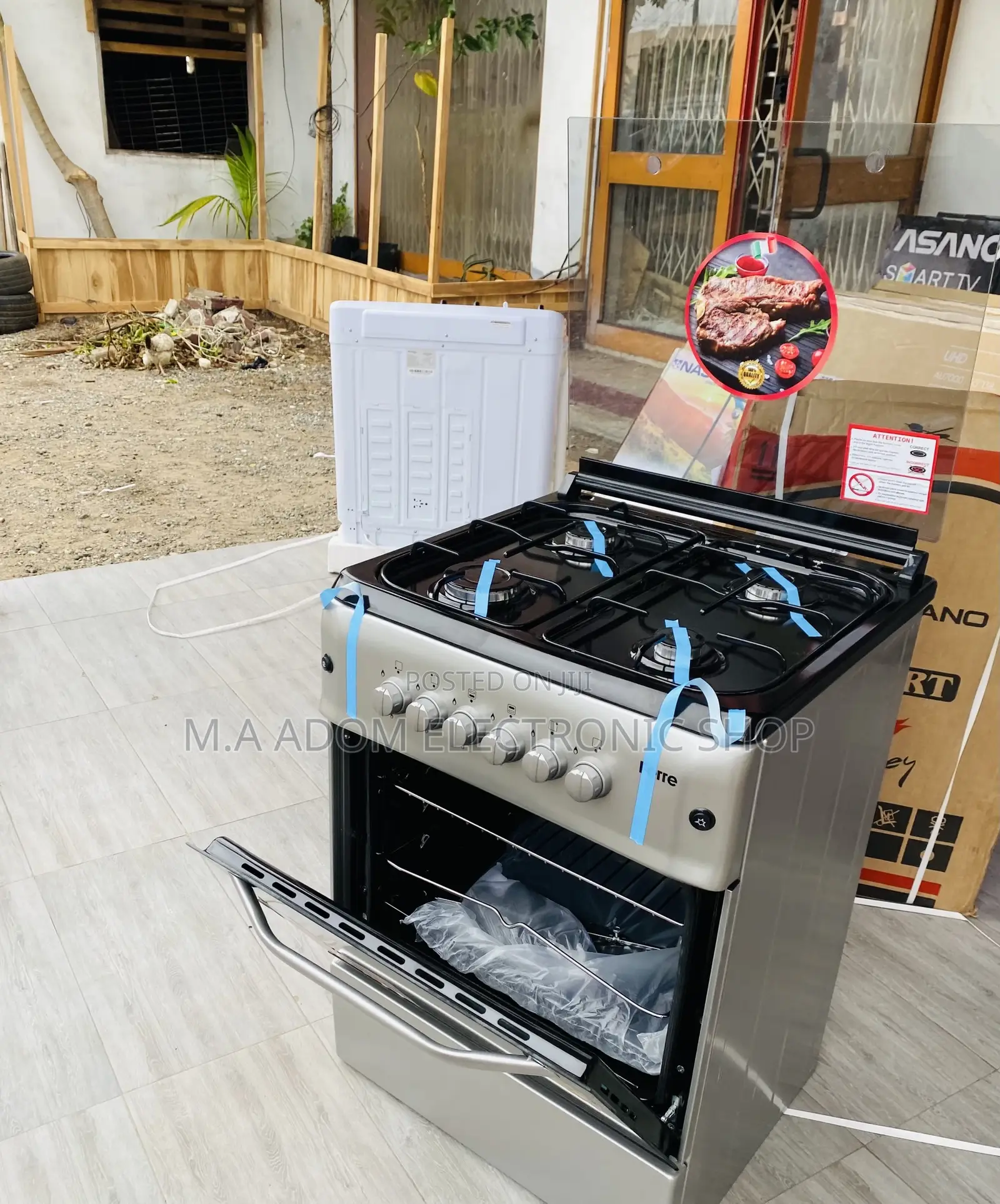 Super Quality Volcano 60x60 4 Gas Burner + Oven(Gray) 