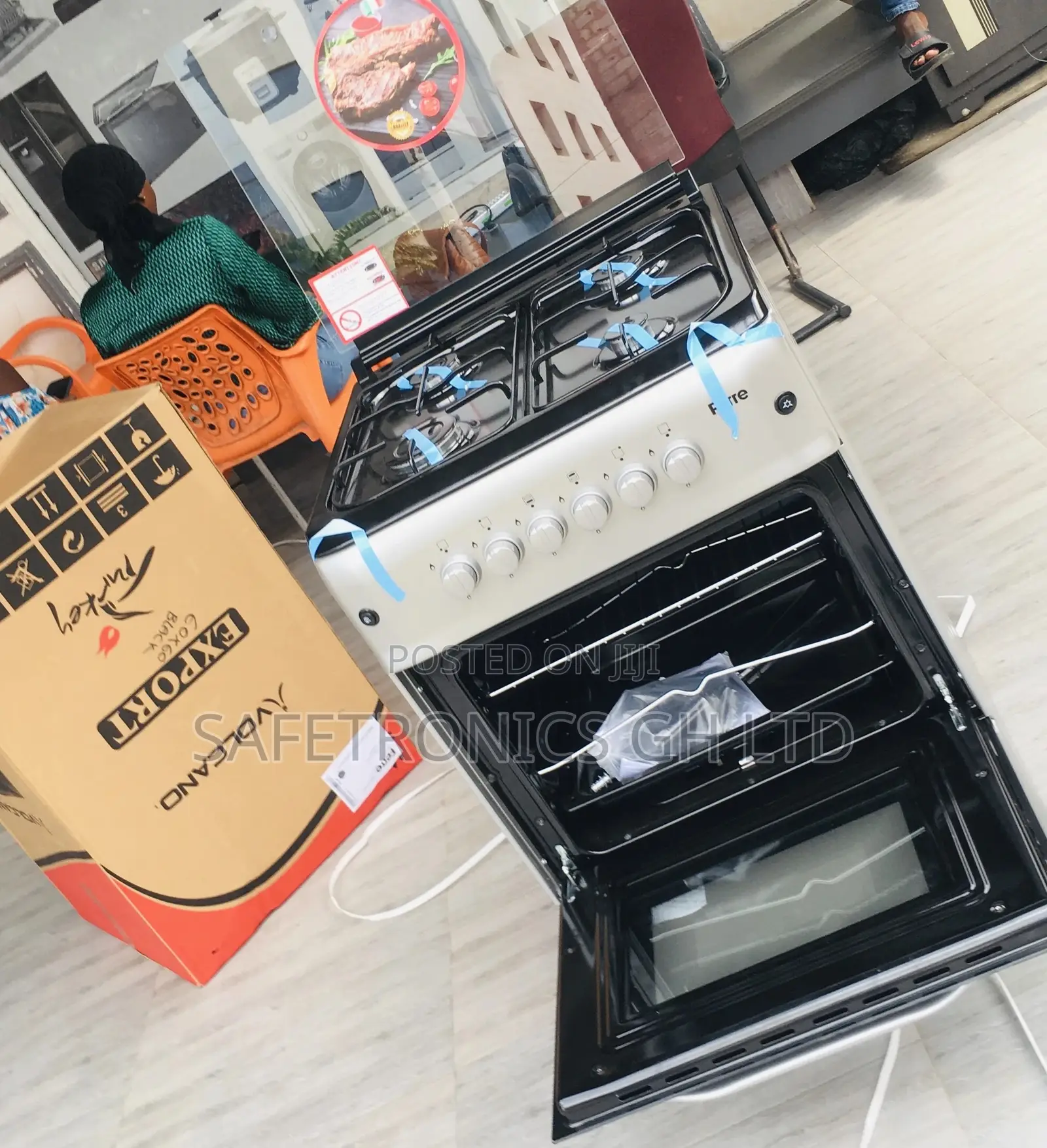 4 Gas Oven With Grill 60x60 Ferre Gray Glass Lid