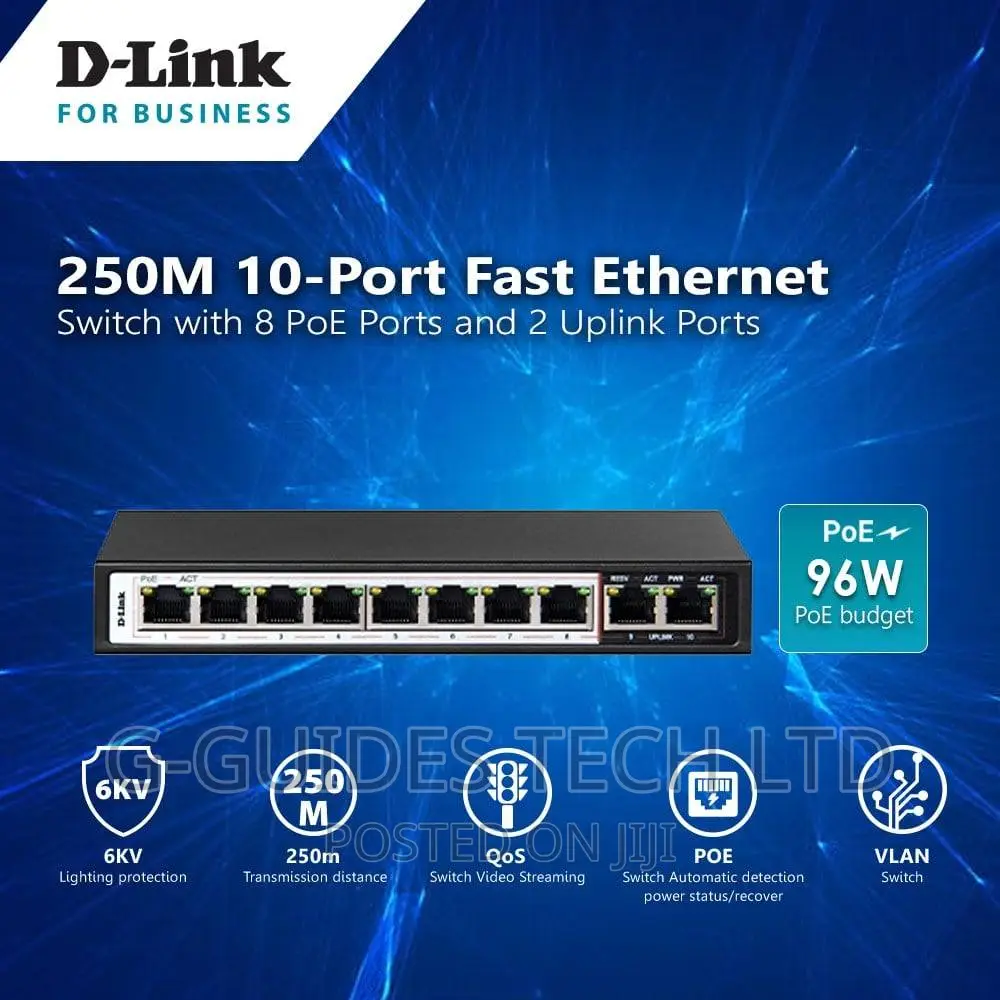 D-Link 10-Port Long Range Poe + Surveillance Switch