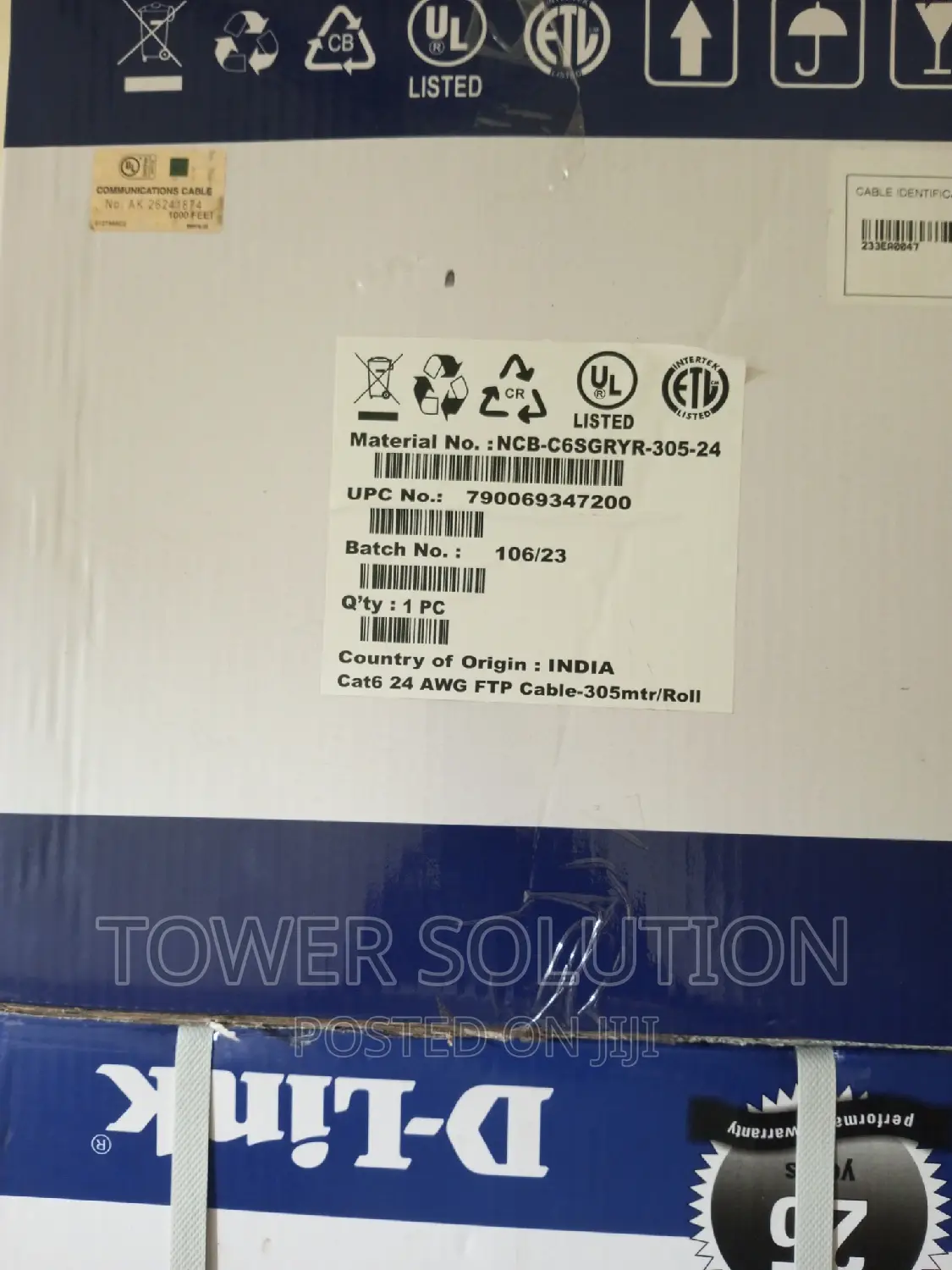D-Link FTP Indoor Cat 6 Cable 305m
