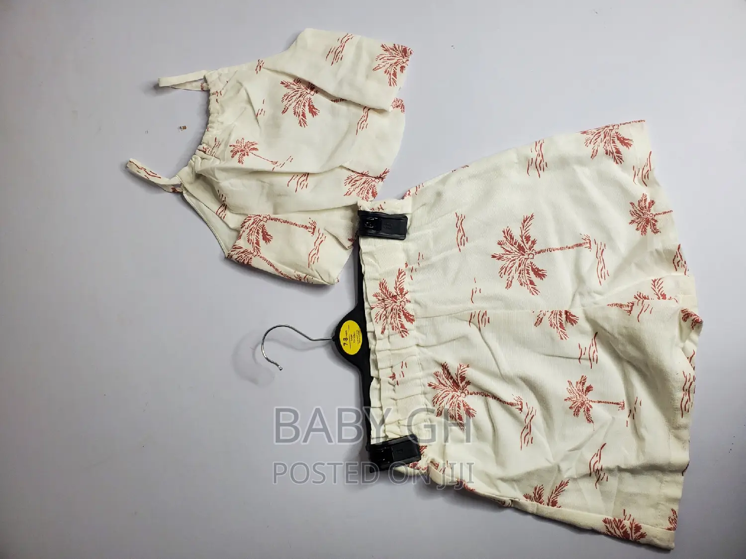 George White Palm Tree Linen Blend Strappy Top and Shorts