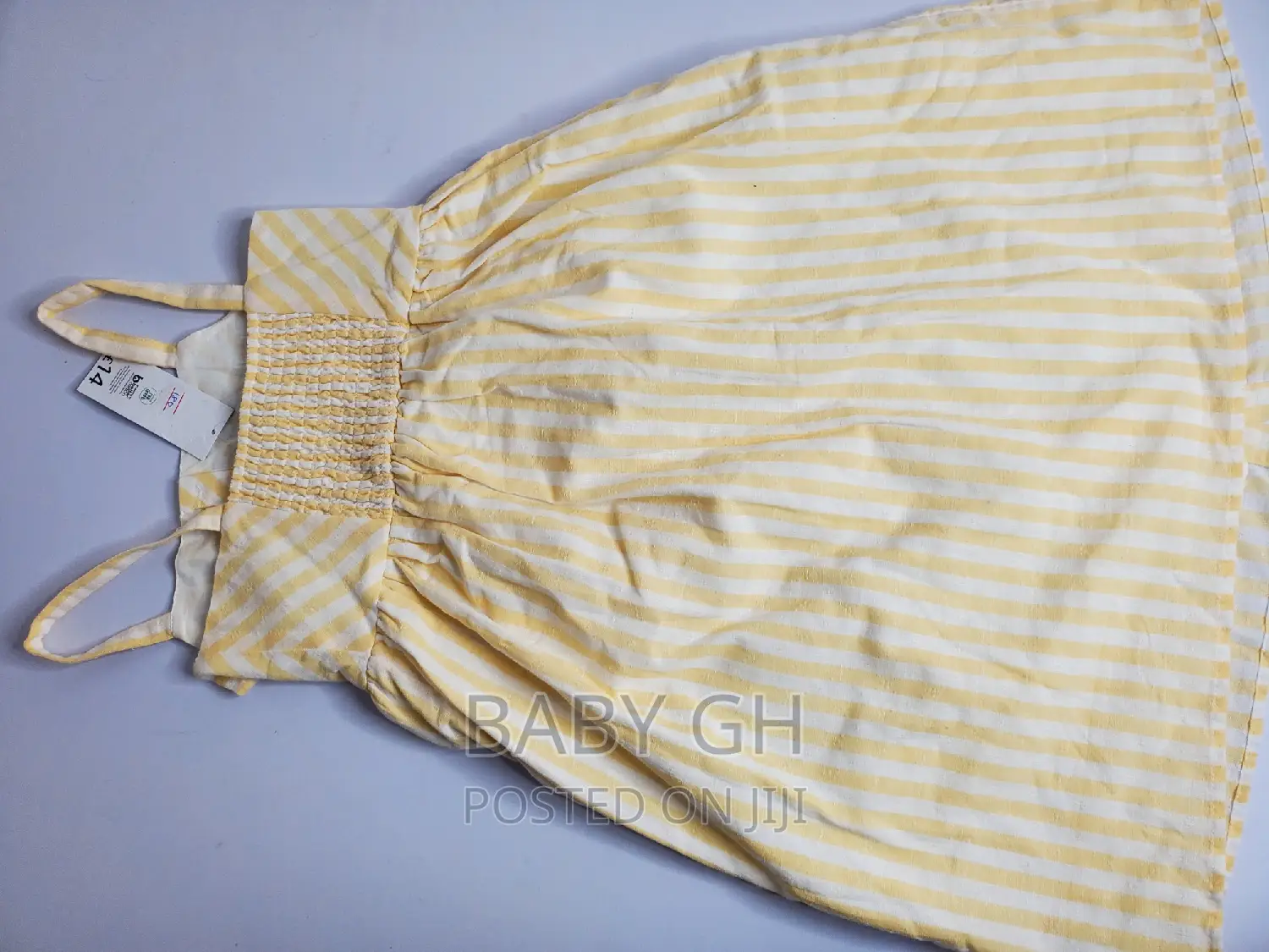 George Baby Yellow and White Girls Dress With Front Pockets