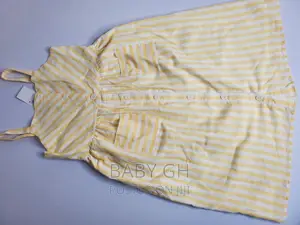 George Baby Yellow and White Girls Dress With Front Pockets